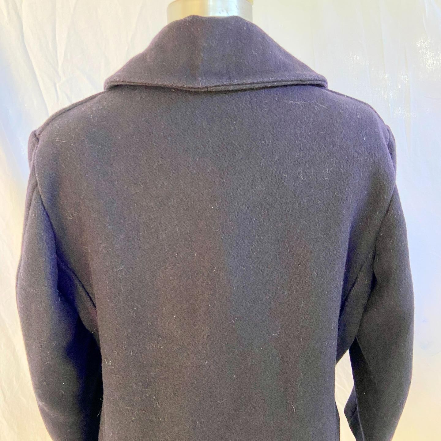 vtg 50s 60s RICHARDS AUTHENTIC Navy Blue Wool Pea Coat Jacket Anchor Buttons 16