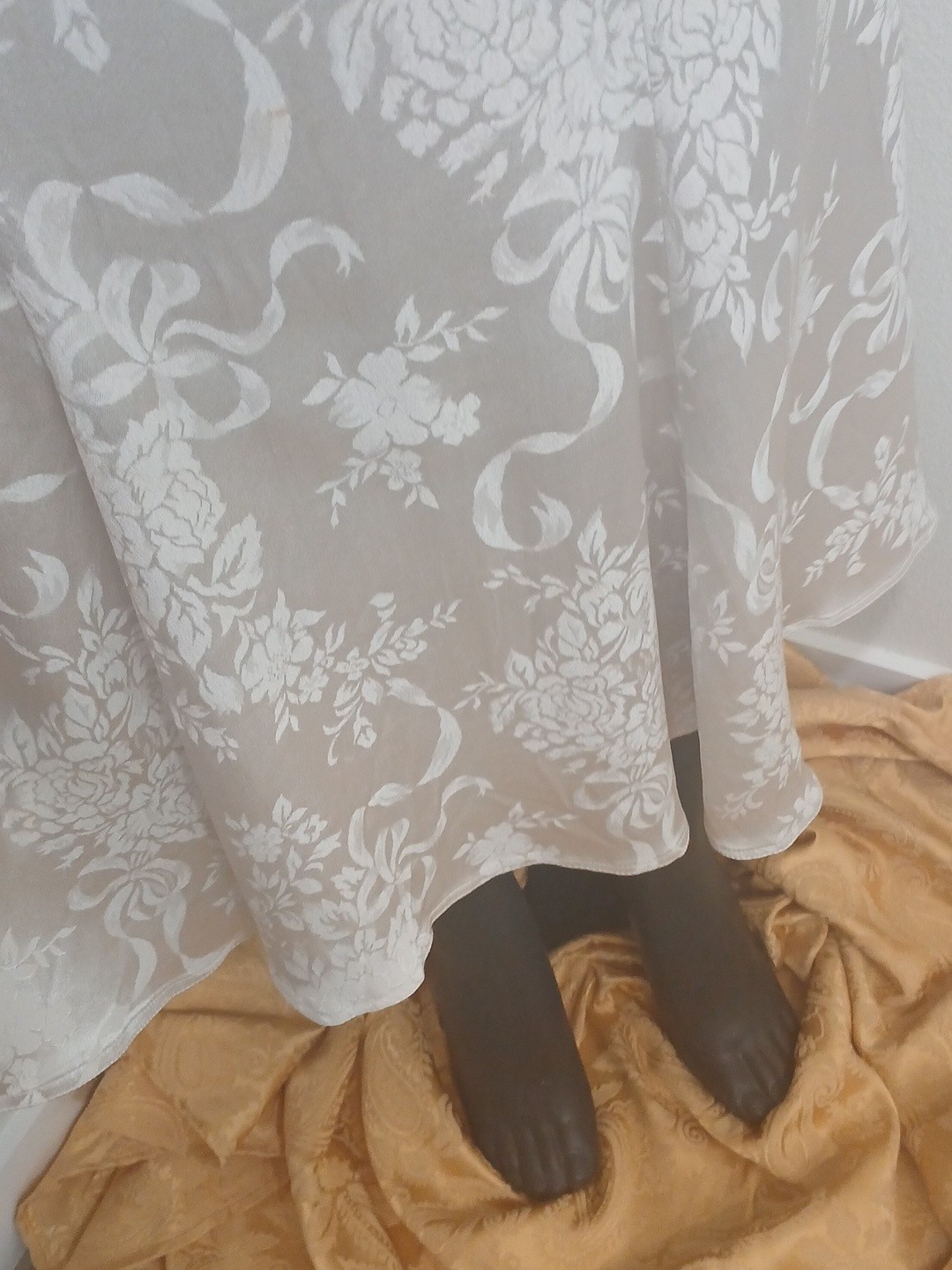 VTG Jessica McClintock Romantic Victorian Floral Lace Dress Cream Ivory Size 8