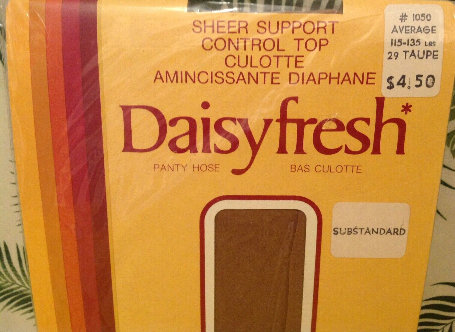 Vintage Pantyhose Daisy Fresh Sheer Support Color Taupe Size Average BRG01