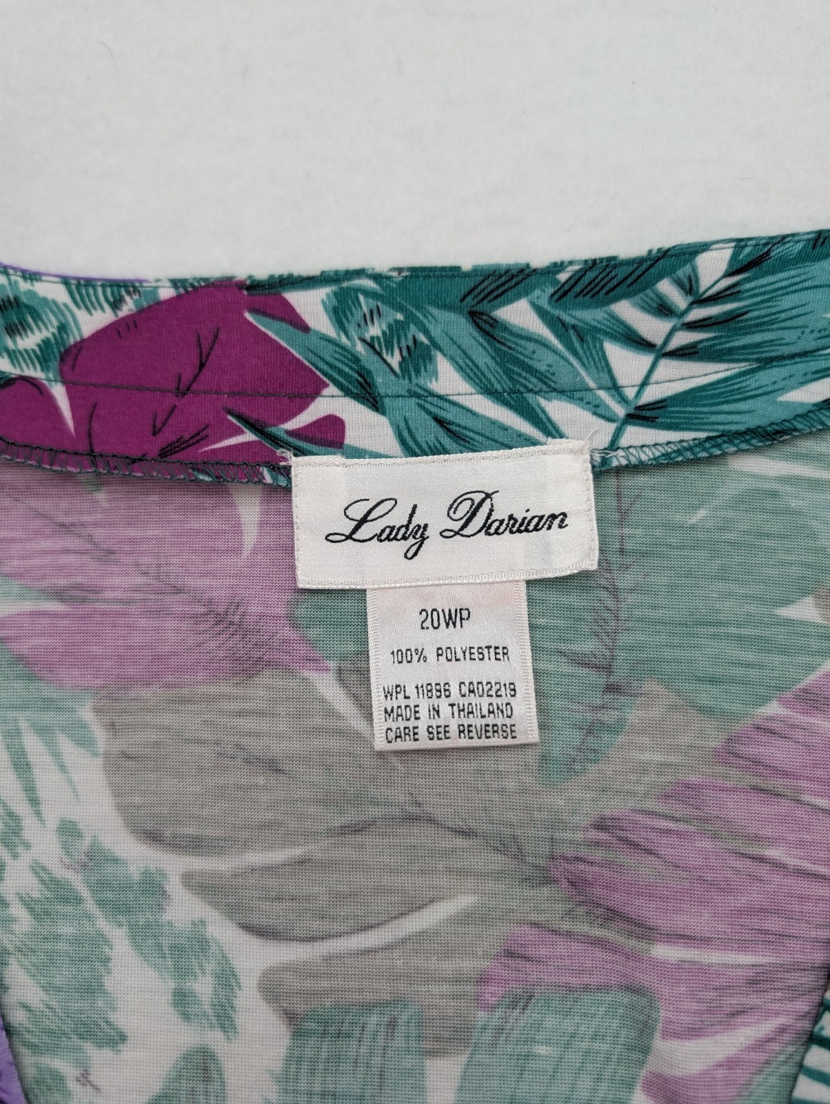 Vintage 80s 90s Women’s Jacket Size 20WP Lady Darian Green Purple Floral Print