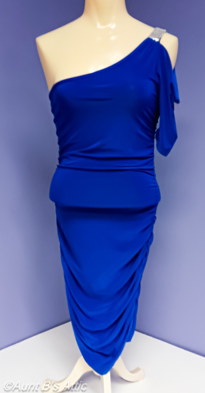 Dress Vintage 90’s-Y2K Blue Sexy Body Con One Shoulder Ruched Party/Club Dress M