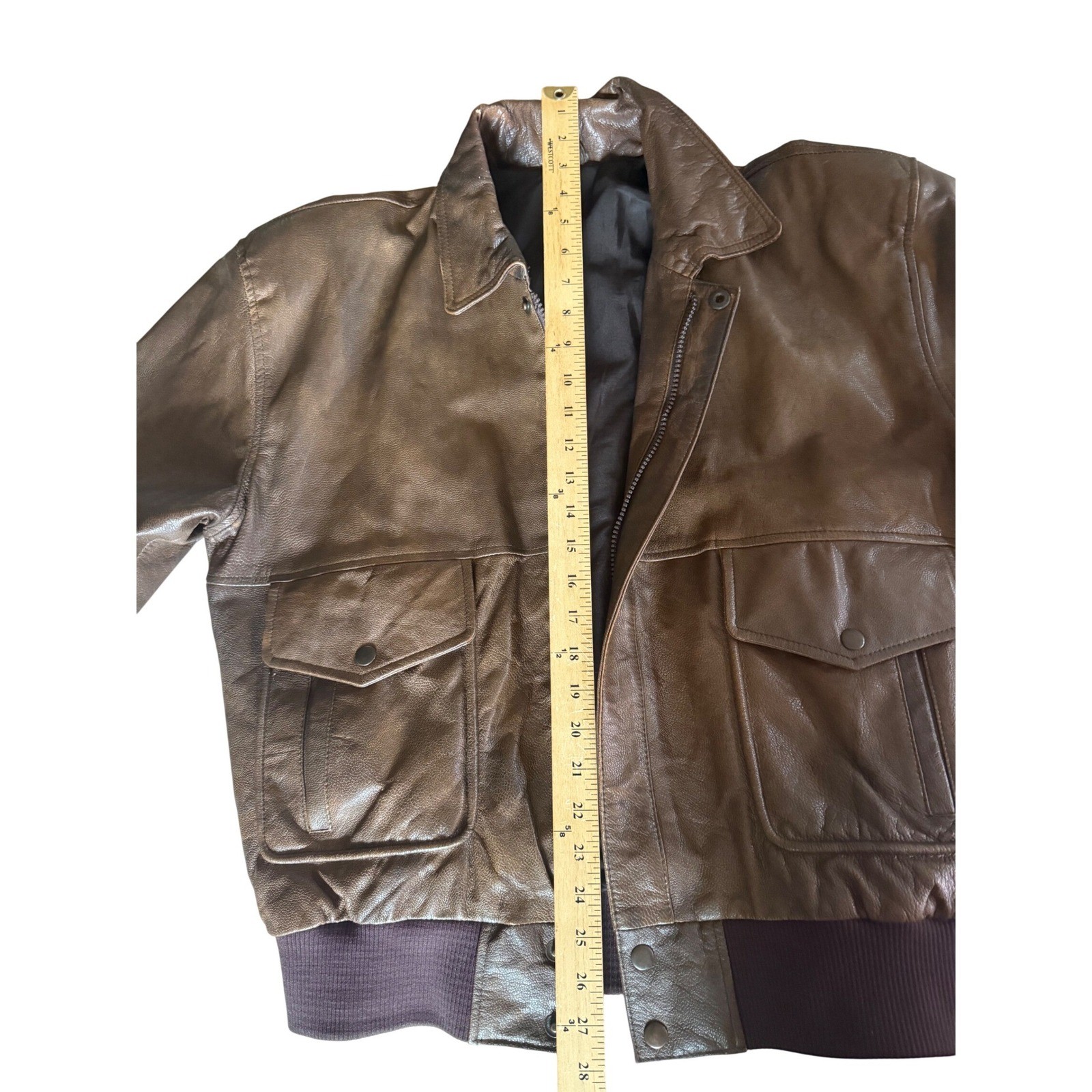 Vintage Distressed Pebbled Leather Bomber Jacket Aviator Flight Moto Coat Medium