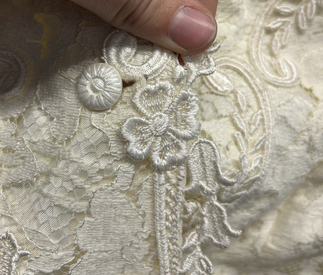 Vintage 80s Cachet by Bari Protas Ivory Fitted Lace Jacket Women’s Sz 12/M