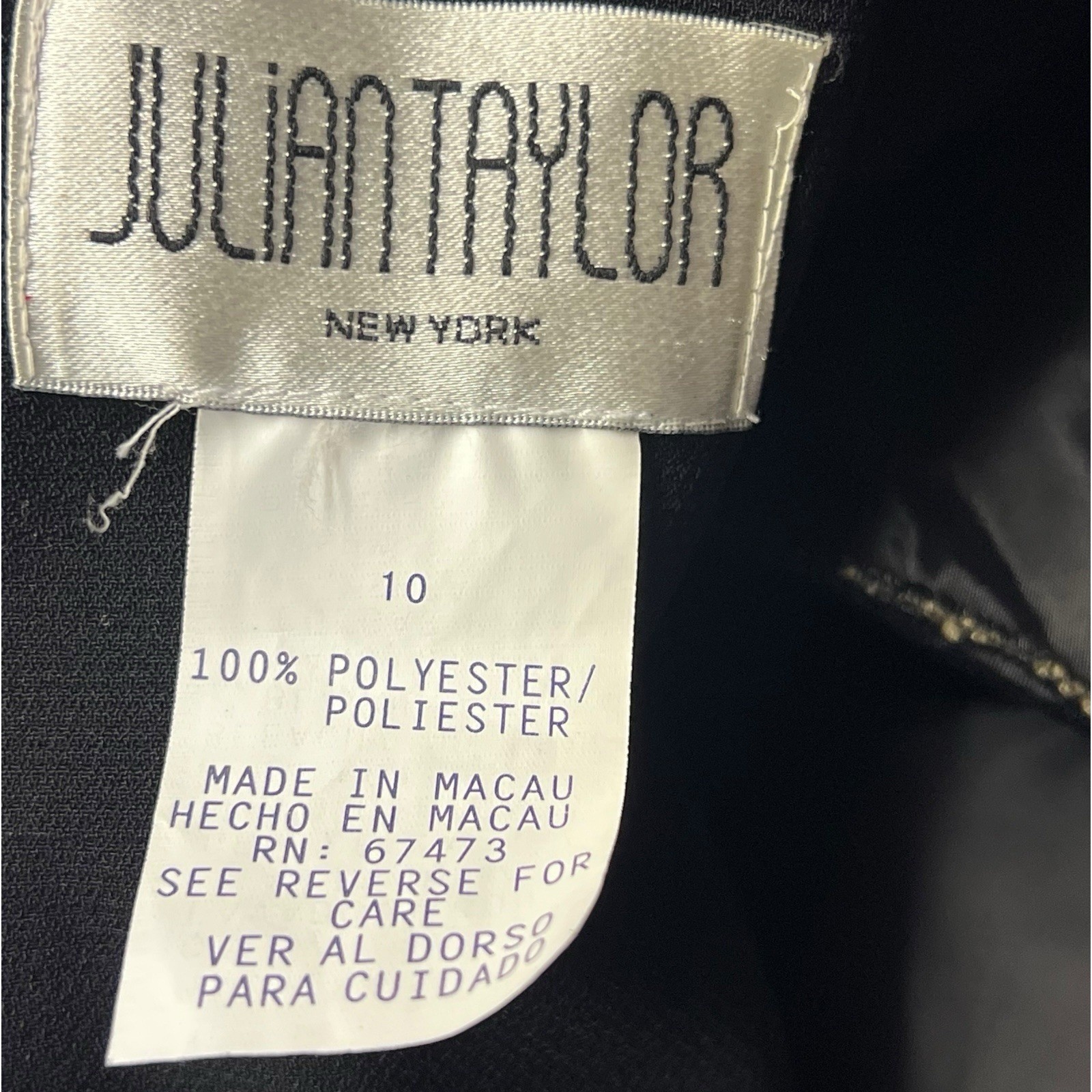 VTG Julian Taylor New York Dress 10 Black Shift LBD Colorblock Modern Classic