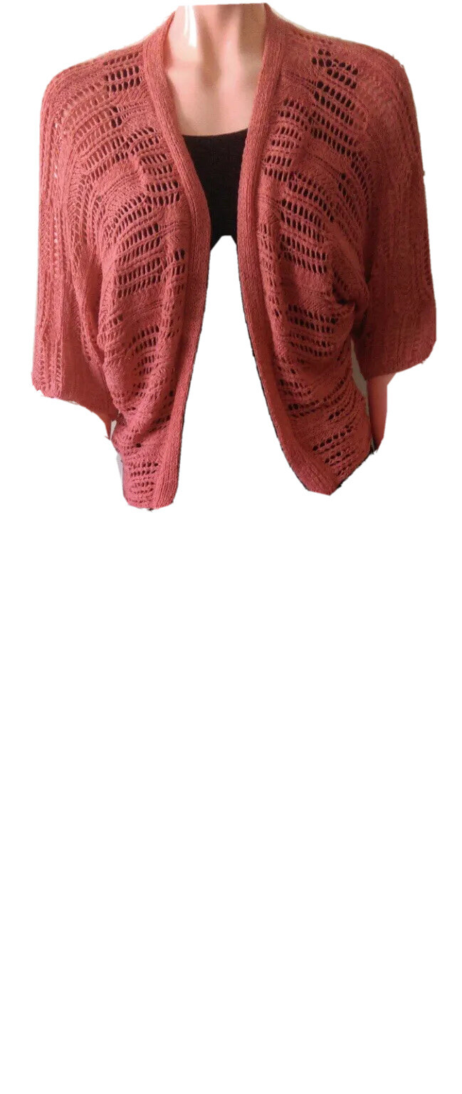 Vintage WestCo Acrylic Nylon Salmon Ladies Crochet Cardigan Size L great condit.