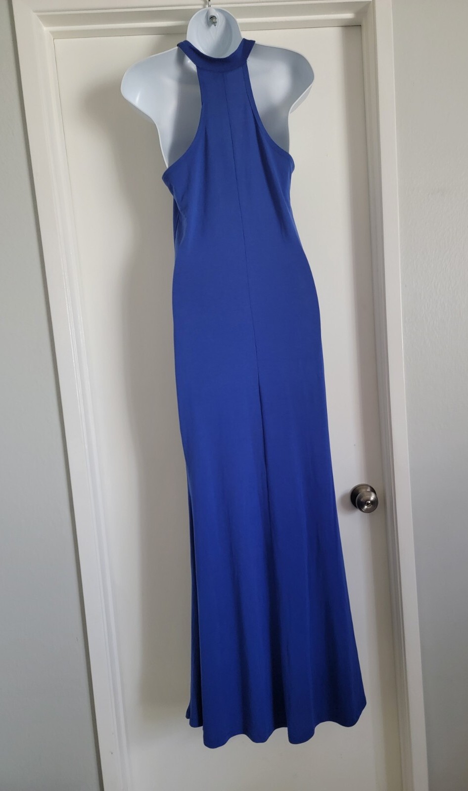 Dress New Poof Couture Size S Long Dress Black and Blue Stretch Cotton Long
