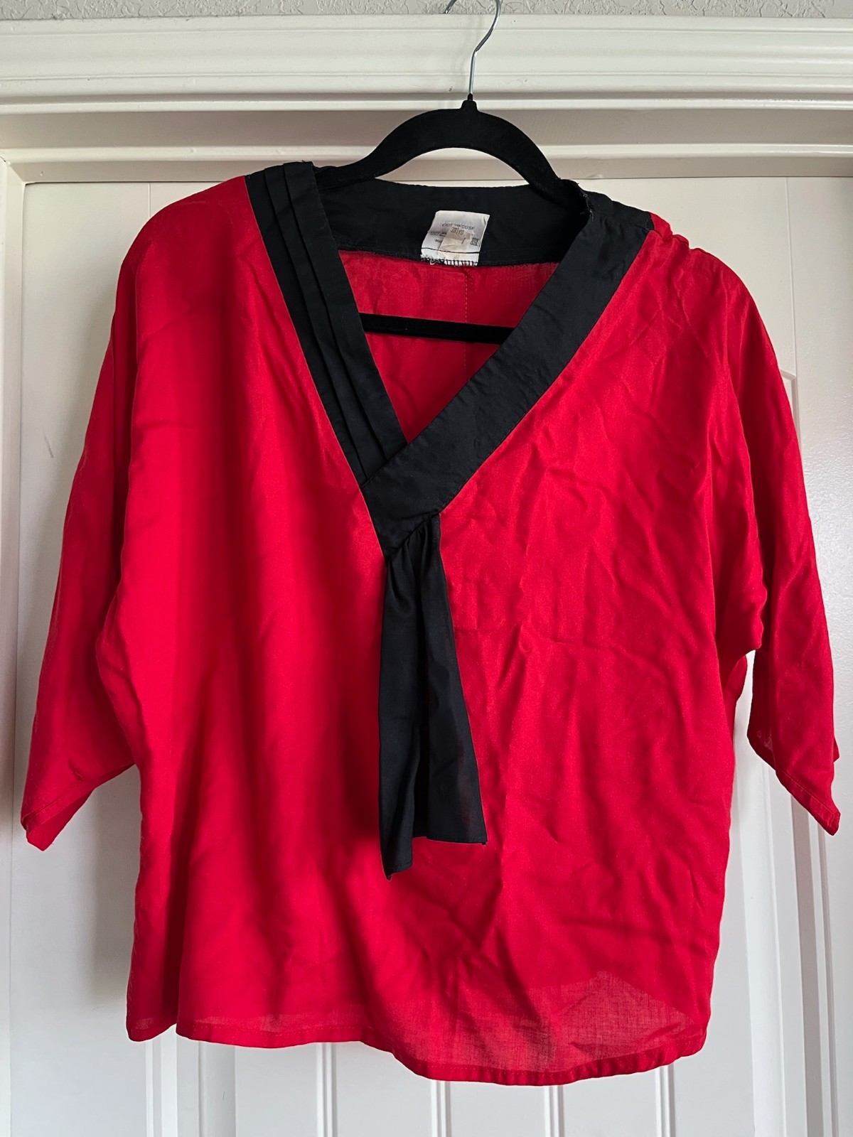 Vintage Archival H&M Hennes & Mauritz Red Black Blouse Top M 38/40 1960s 1970s