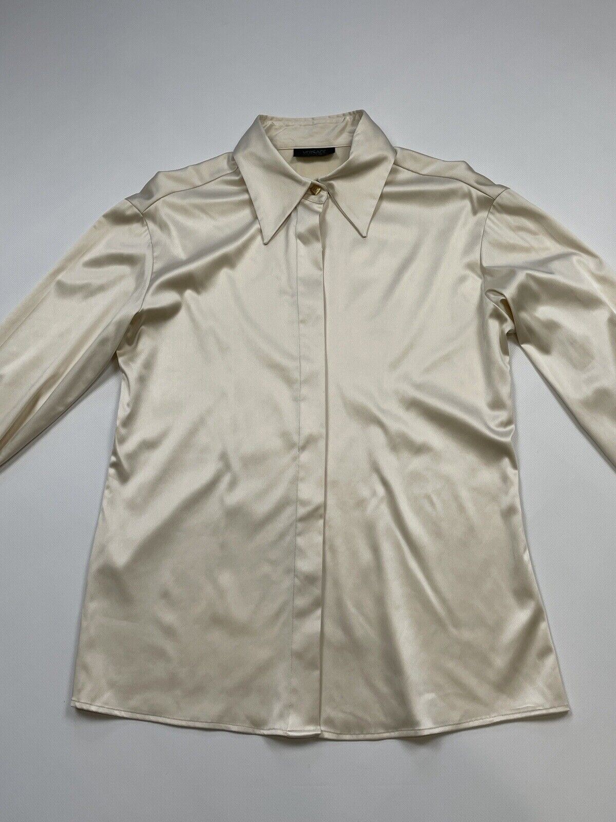 Vintage Versace Classic V2 Silk Shirt Ivory Blouse Top Size 44