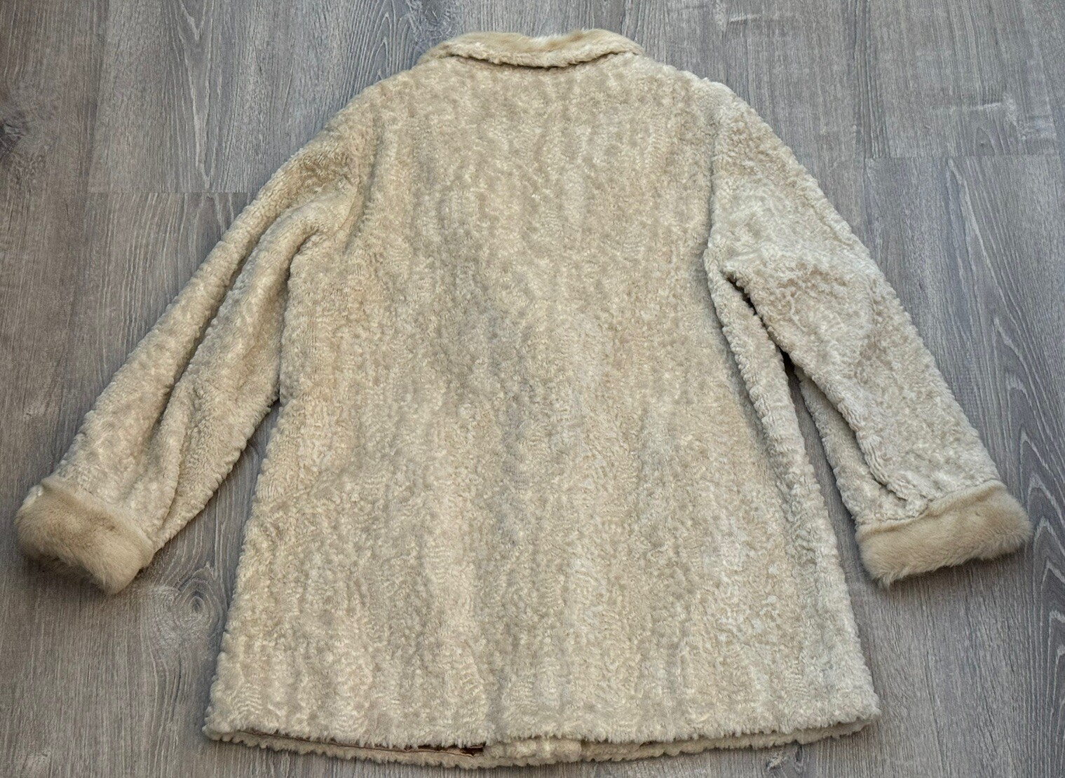 Vtg 1960’s Russel Taylor Textured Fur Button-Up Tan Lined Coat Women’s S/M