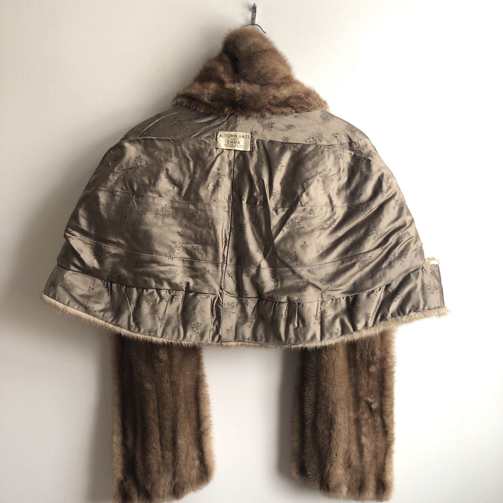 Vintage Autumn Haze Emba Natural Brown Mutation Mink Arm Slits Fully Lined Mint