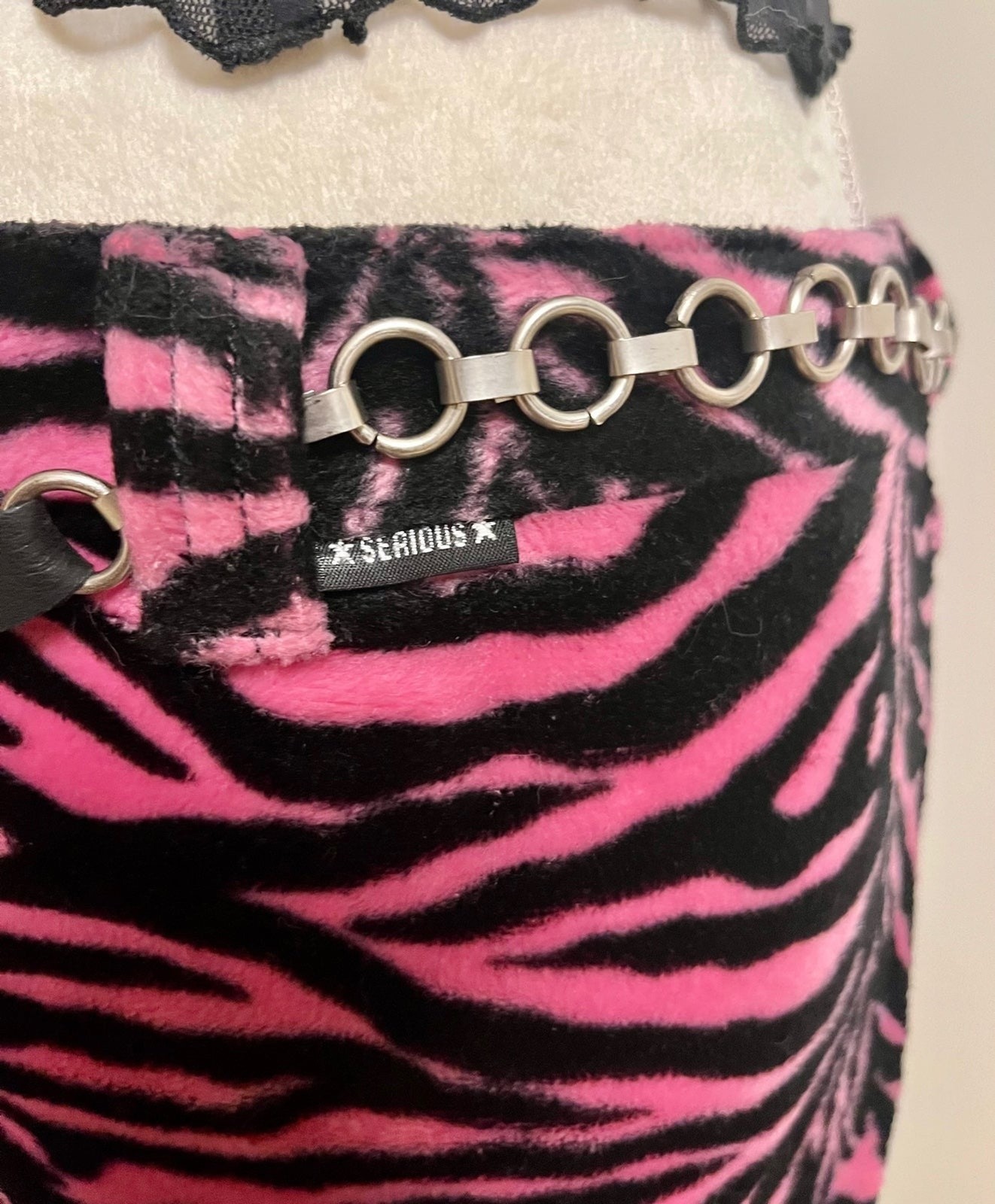 Y2K Vintage Serious Pink Zebra Print Fuzzy pants SZ 5