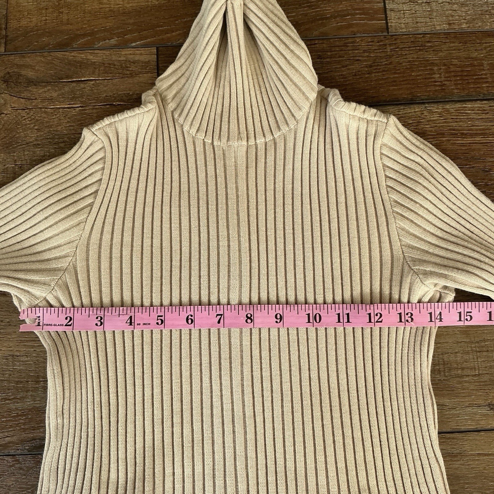 VINTAGE Gino Paoli Italy Ribbed Turtleneck Dress Size 8 Blue Applique Heart #5D3