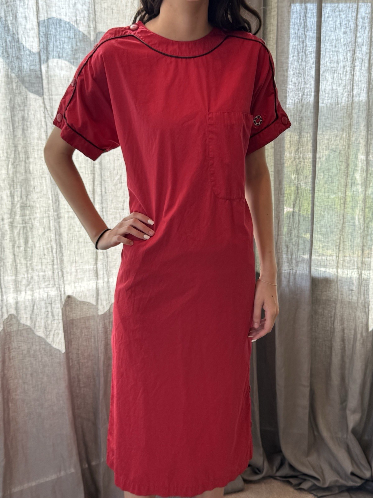 VTG 60’s/70’s Alan Austin France Red Womens Day Dress, Logo