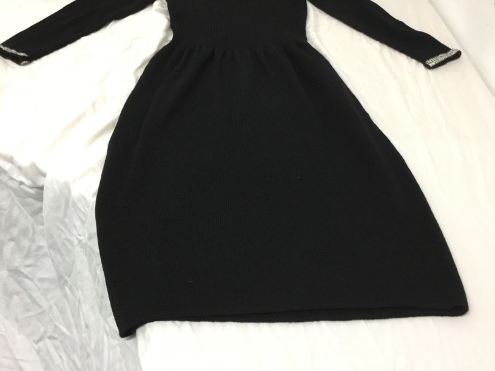 Don Sayres for Wellmore, Black Sweater Dress, Rhinestones, Sz 10, (SR549)