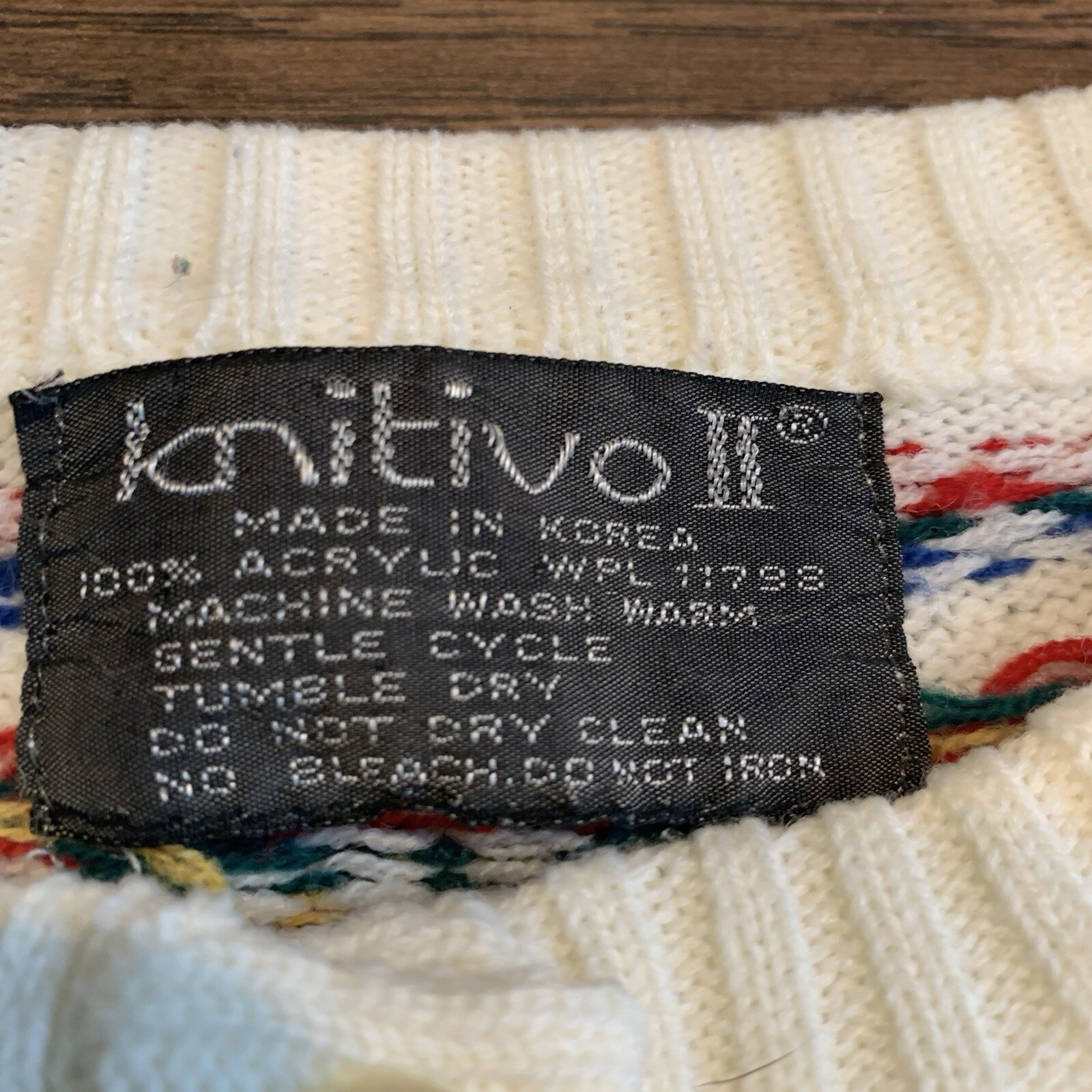 Vintage Women’s Sweater Size 42 Knitivo II Ivory White Pullover Fair Isle