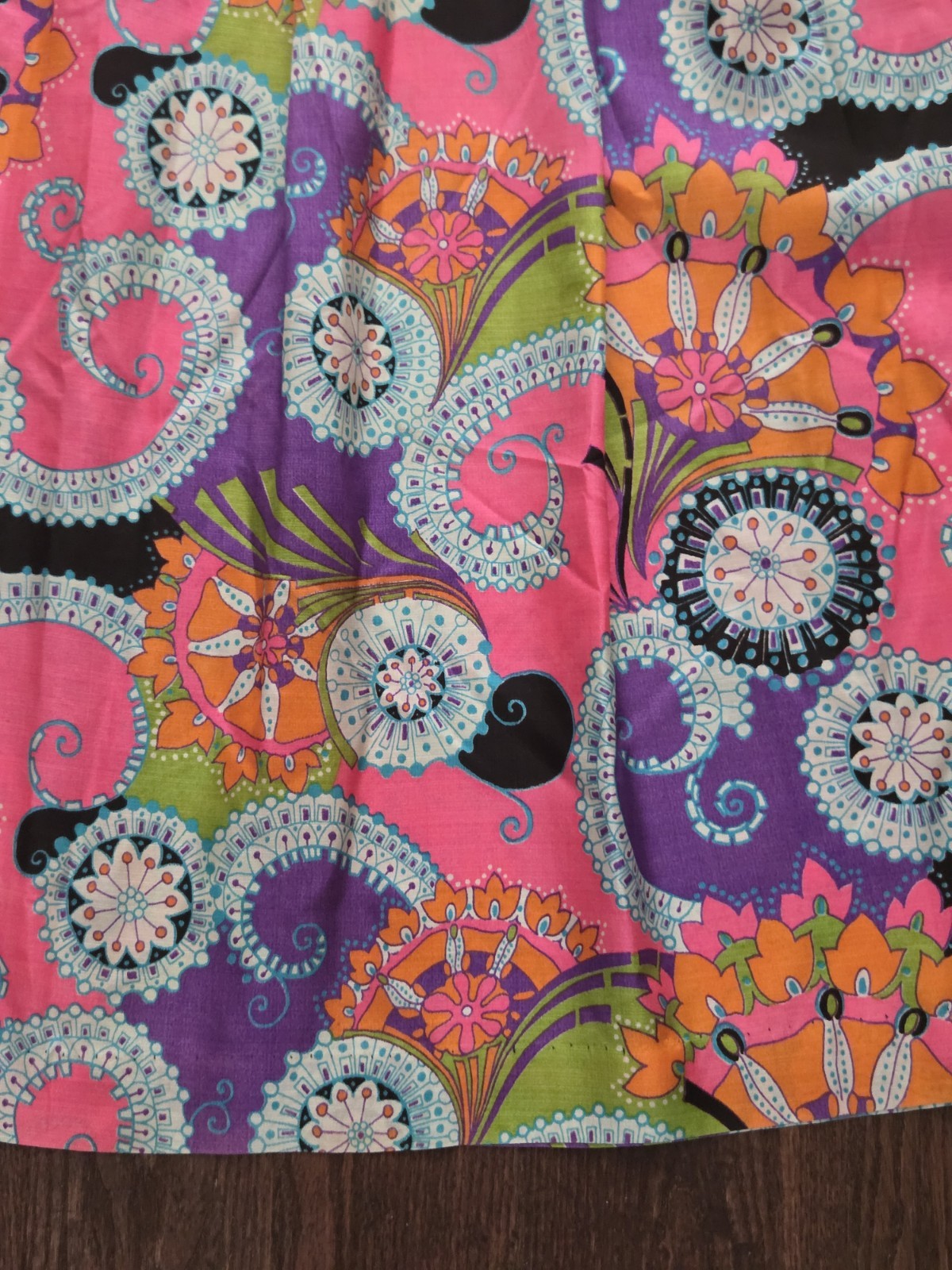 Vintage 70s Psychedelic Paisley Floral Maxi Dress Pink Purple Boho Hippie S