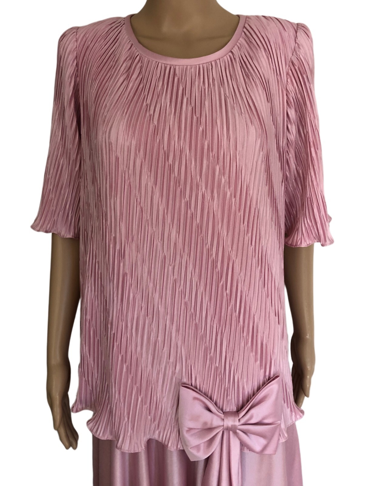 vtg GILBERTI Pink Accordian Drop Waist Dress Sz L Tea Party Special Occasion