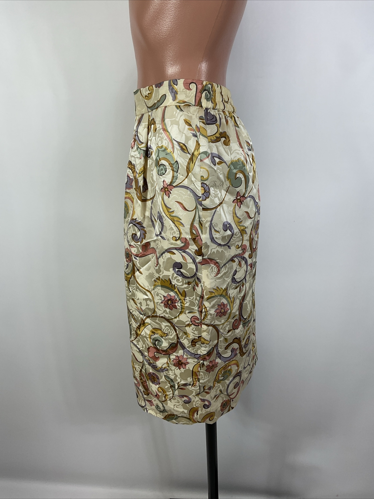 VTG Adrianna Papell Champagne Paisley Silk Formal Evening Skirt Suit PLUS 24W
