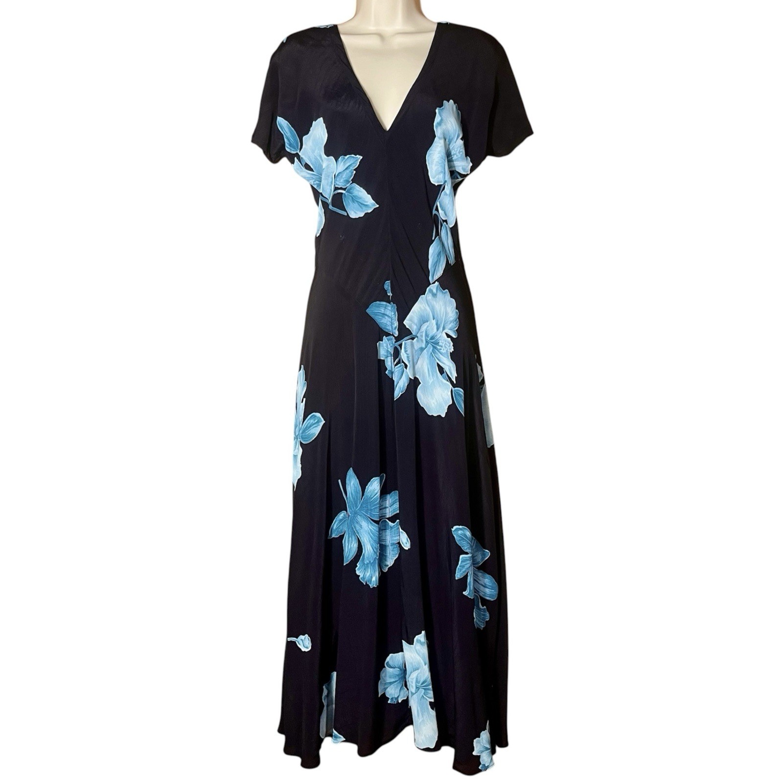 Vintage Dark Floral Maxi Dress Romantic Starina 90s Grunge Tropical Whimsygoth S