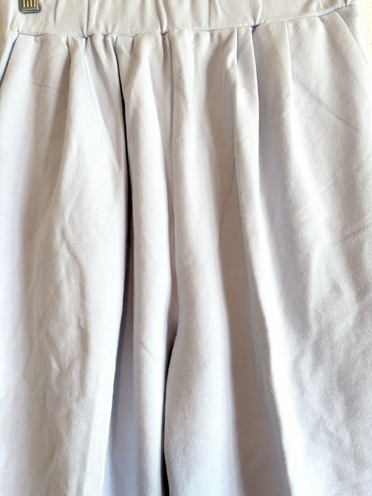 VTG 80s Pastel Blue stretch Stirrup Pants, Pull on, High rise Pleated, Pockets S