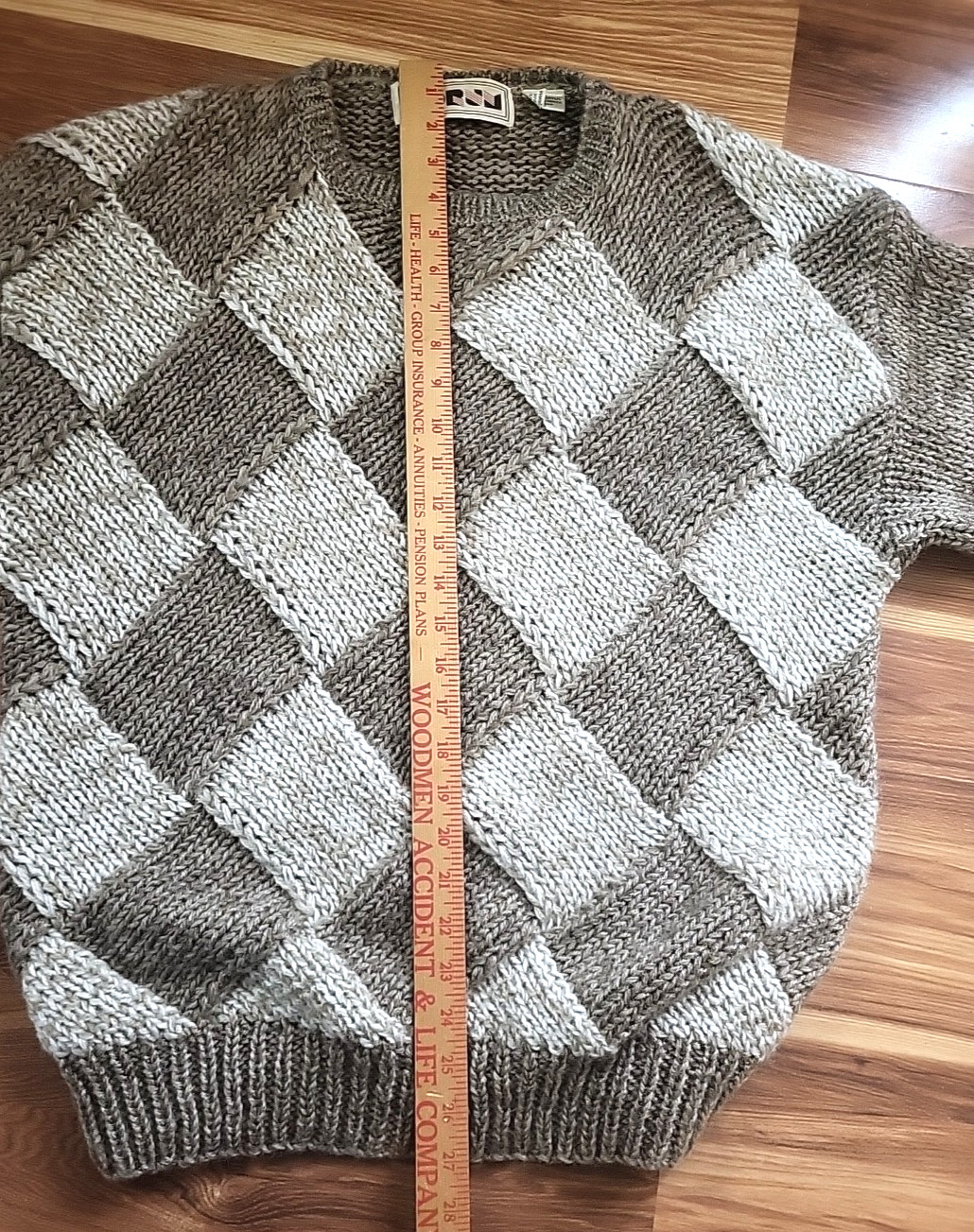 Vintage 80s Forum Sweater Women’s Large Chunky Knit Argyle Cozy Coastal Brown