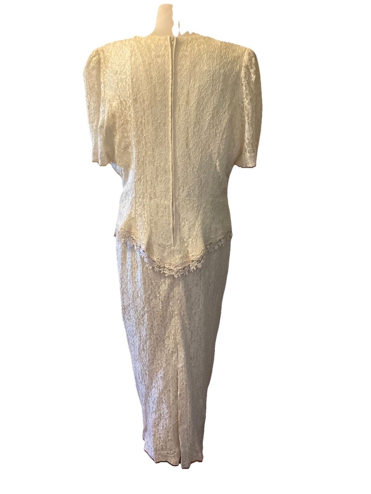 Vintage Speed Fashion Ivory Long Lined Dress Lace Size 19 Wedding
