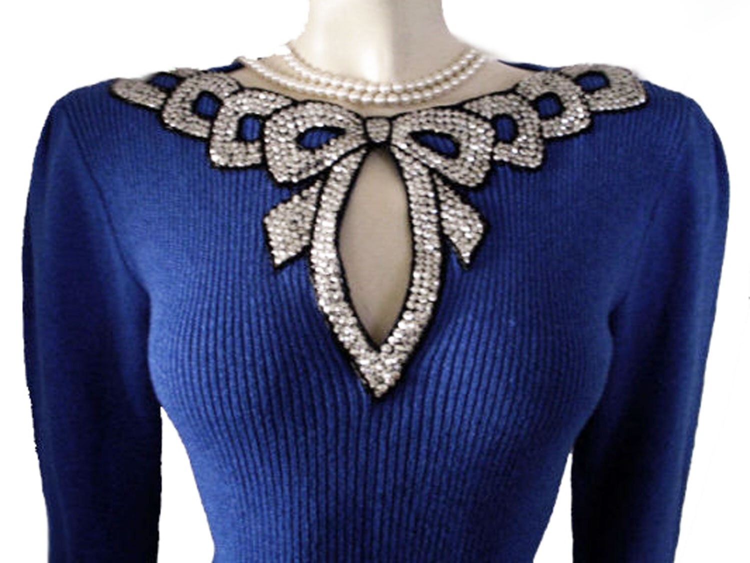 Vintage Don Sayres for Wellmore Knit Dress Fancy Nailhead Bow