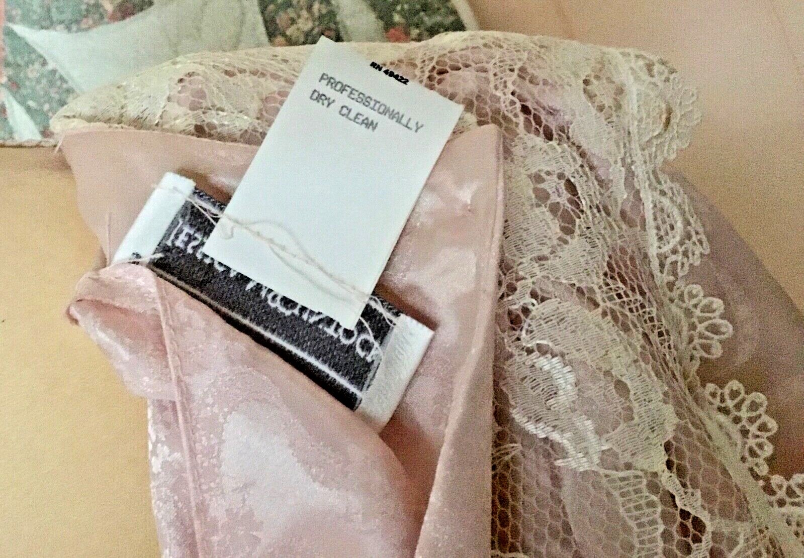 VTG JESSICA MC CLINTOCK LONG DRESS SZ 11 PEACHY PINK BLUSH W/ECRU LACE USA EXC.