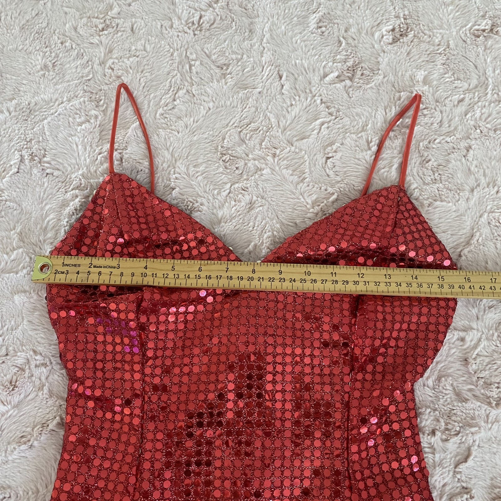 Vintage Roberta Womens 5 Red Sequin Mini Dress Party Cocktail Spaghetti Strap