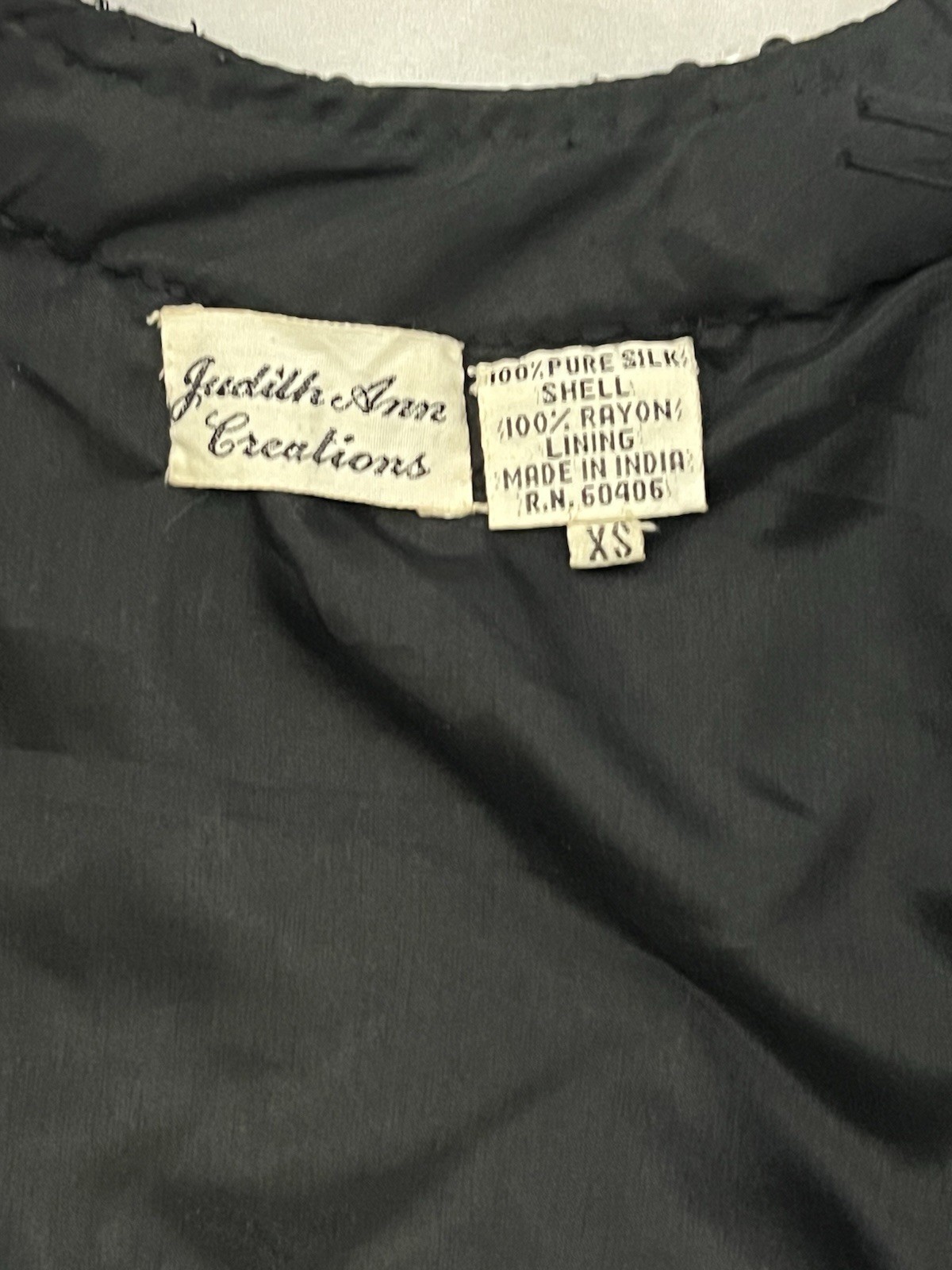 Vintage Judith Ann Creations Floral Sequin Beaded Silk Jacket Blazer Sz XS/S