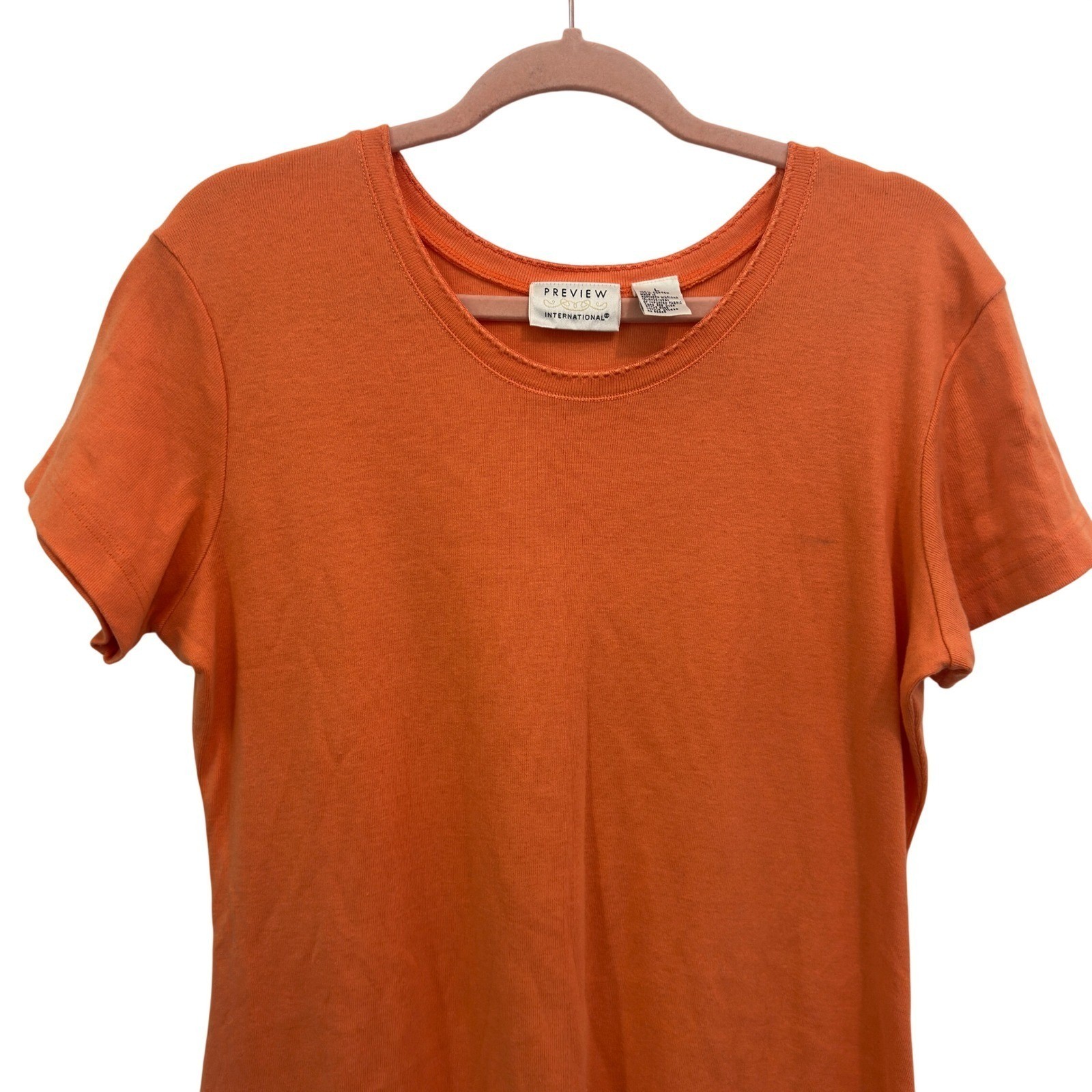 Preview International Vintage 90s Womens T-Shirt Dress Solid Orange Cotton Sz L