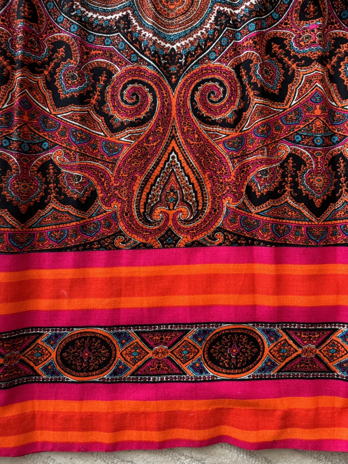 Vtg MOD 60s 70s Paisley Black Stretch Maxi Long Swim Hawaiian Dress Tiki Oasis