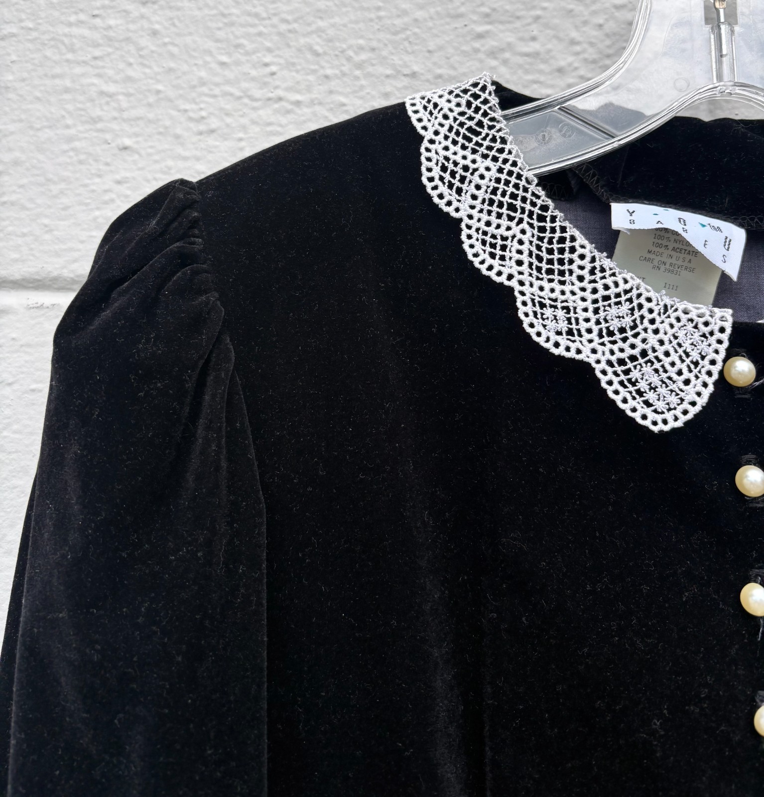 Vintage 1980’s You Too Babes Velveteen Dress Gothic Victorian Lace Collar size 5