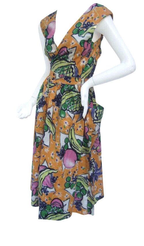 Prestige De Chofflet French Tea Peasant Sleeveless Shirt Dress 1980s Vintage