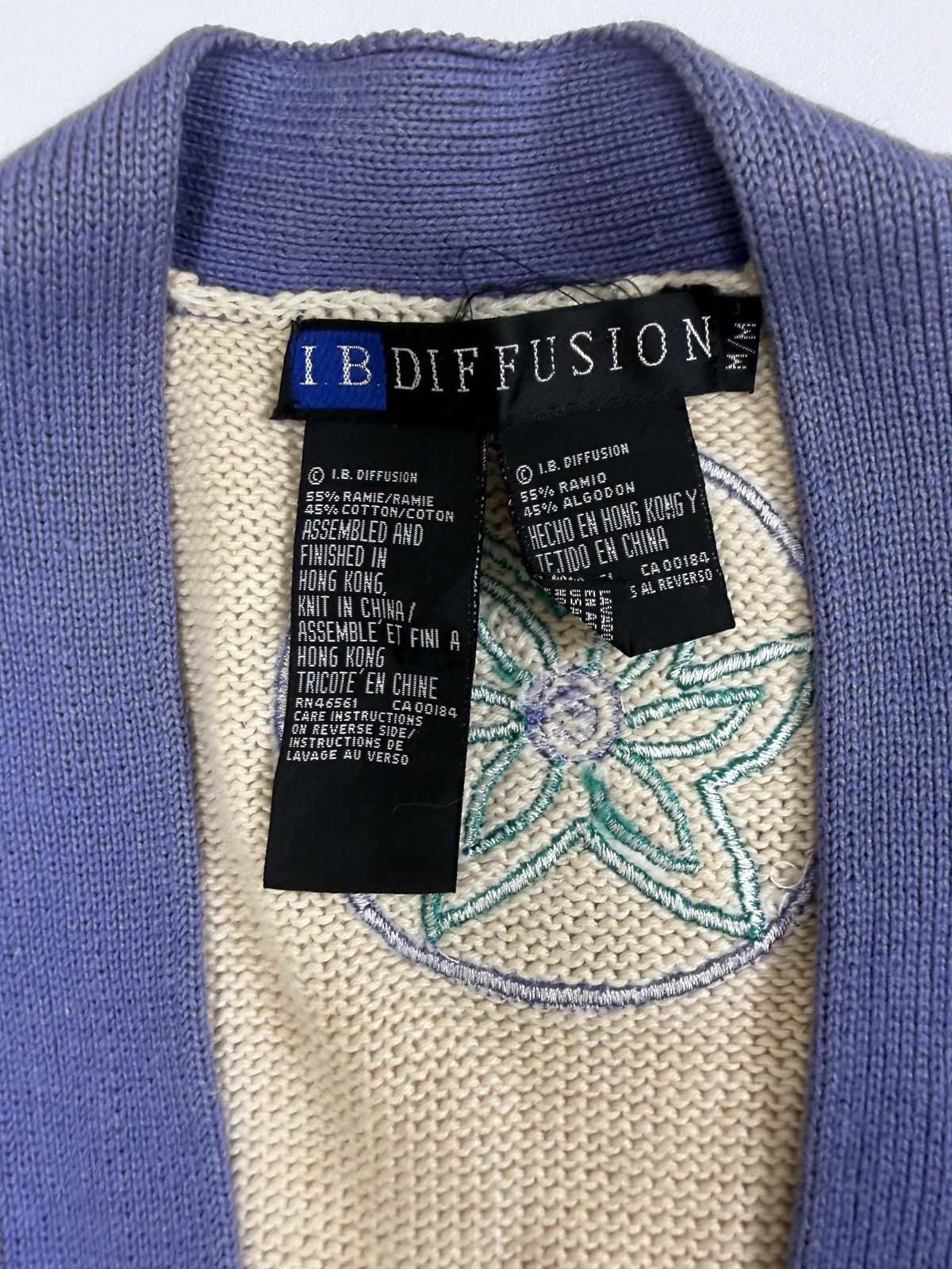 Vintage IB Diffusion Beaded Embroidered Cardigan Sz M 90s Art