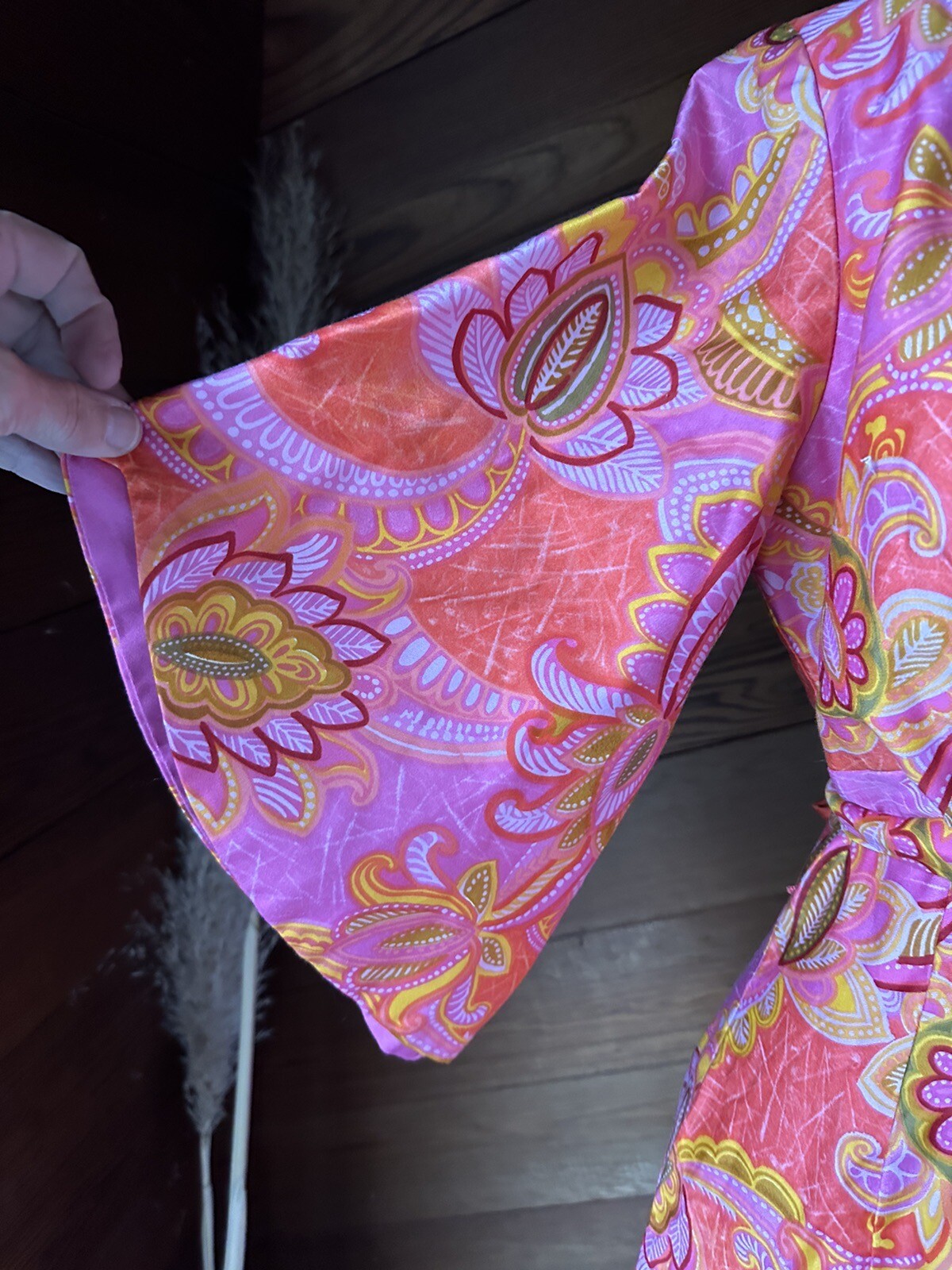 Vtg Stan Hicks Hawaiian Casuals Kimono Sleeve Maxi Muumuu Dress
