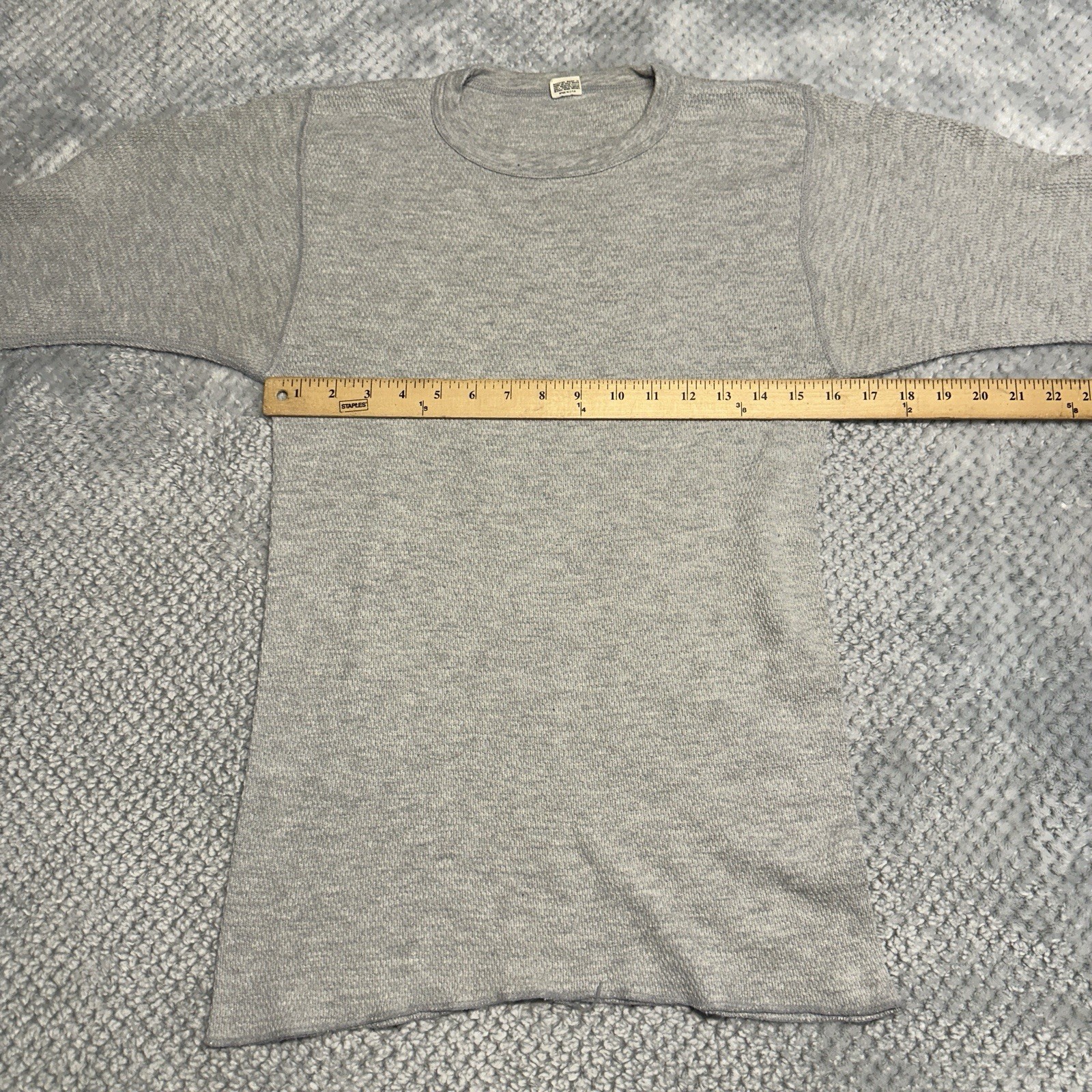⁠Vtg 70s Hanes Waffle Knit Thermal Shirt Women’s XL USA Made Gray Base Layer