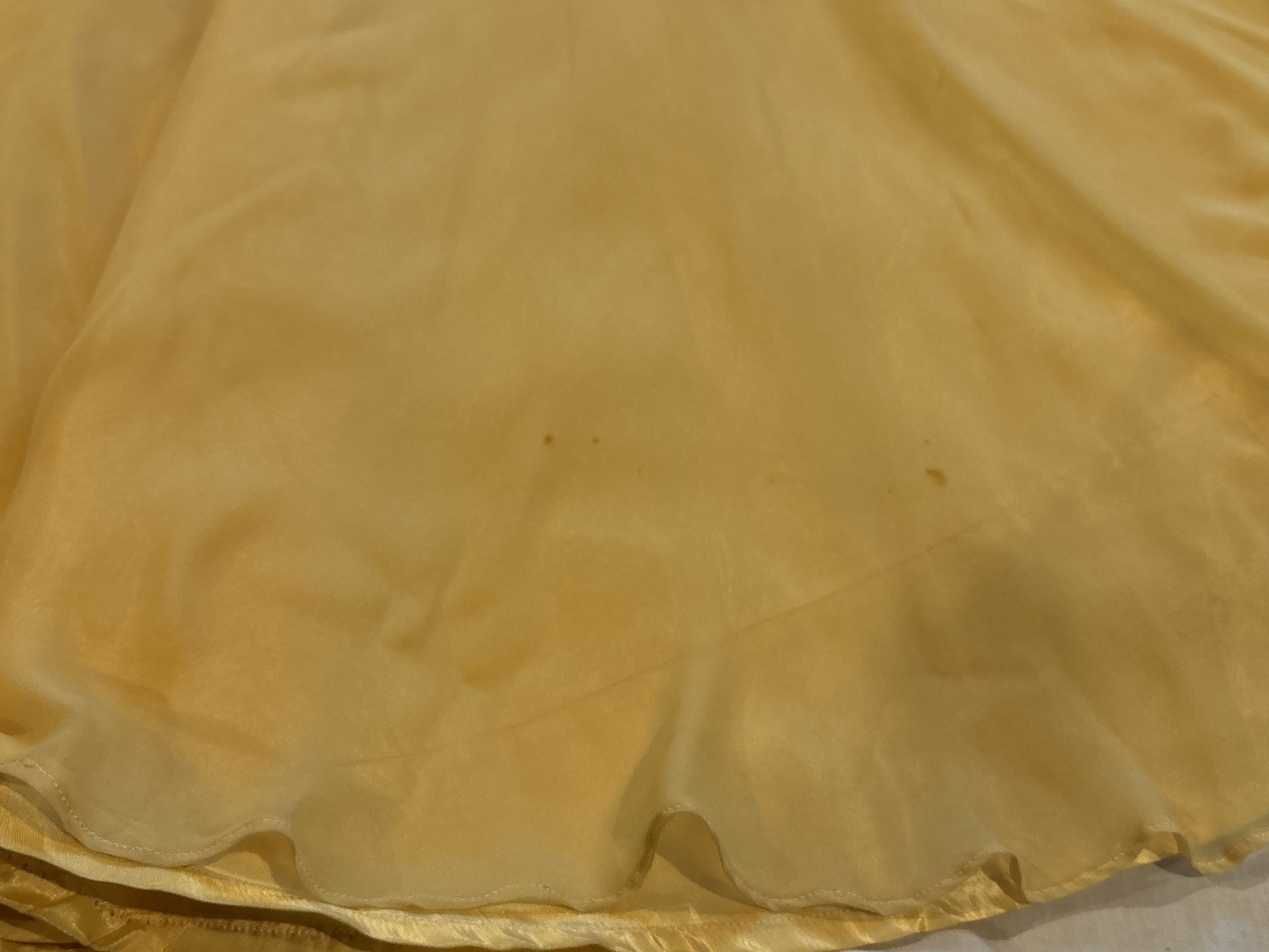 Vintage 40s Goldenrod Silk Chiffon Evening Gown Rhinestones, Sequins, Gold Cord