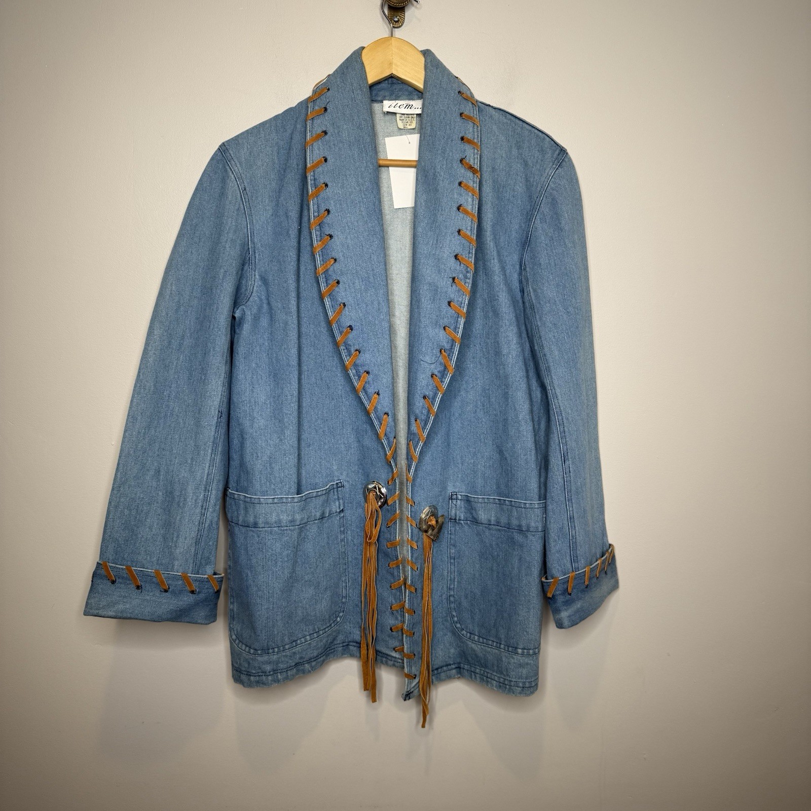 Vintage 80s Denim Western Oversized Jacket, Size S