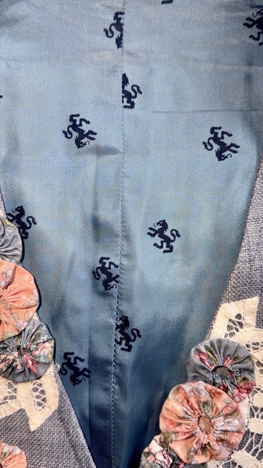 Handmade Blue Floral Lace Vest Womens Boho Victorian Cottagecore S M