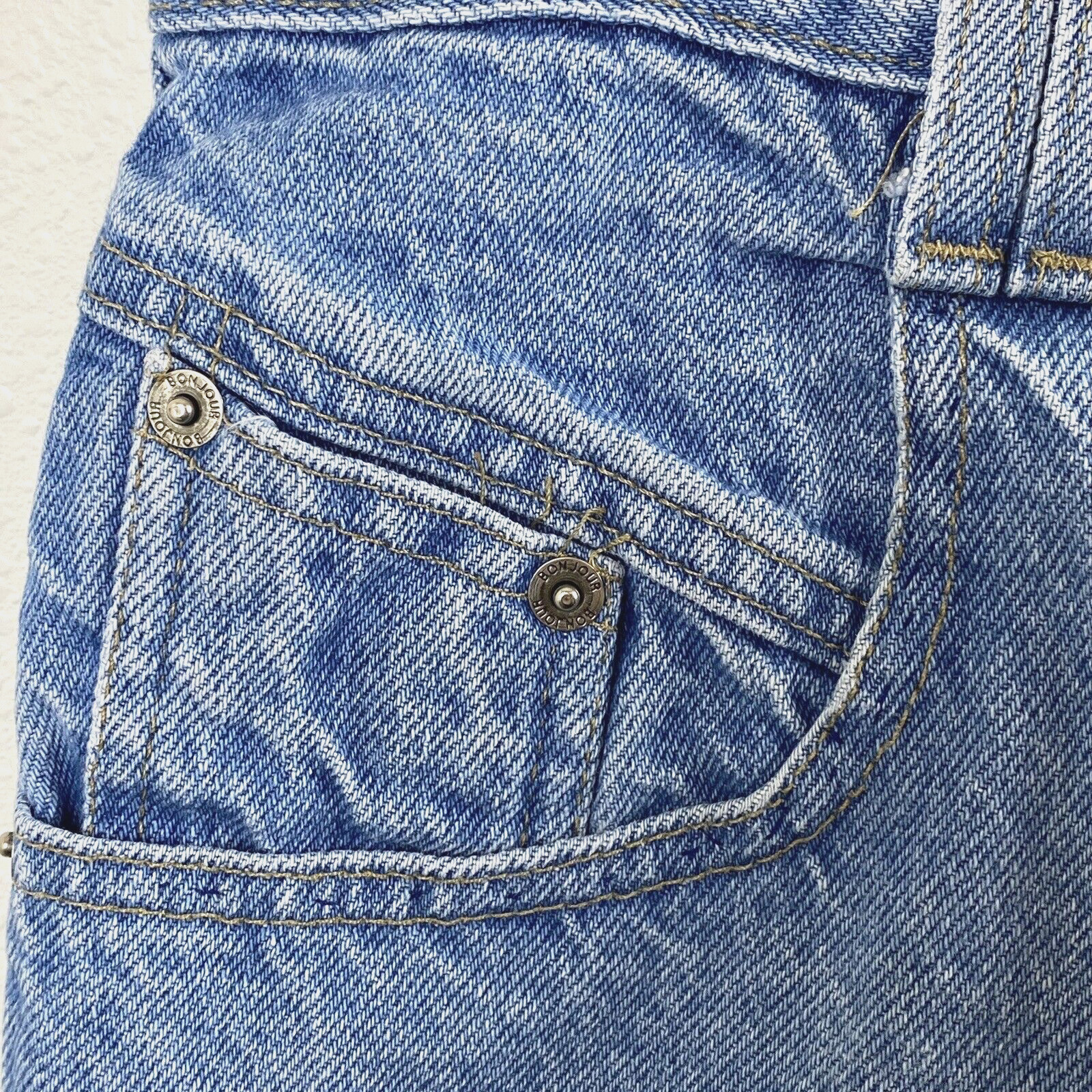 Vintage Bonjour Womens Denim Mom Jean Shorts Juniors 13 Distressed Blue Hi Rise