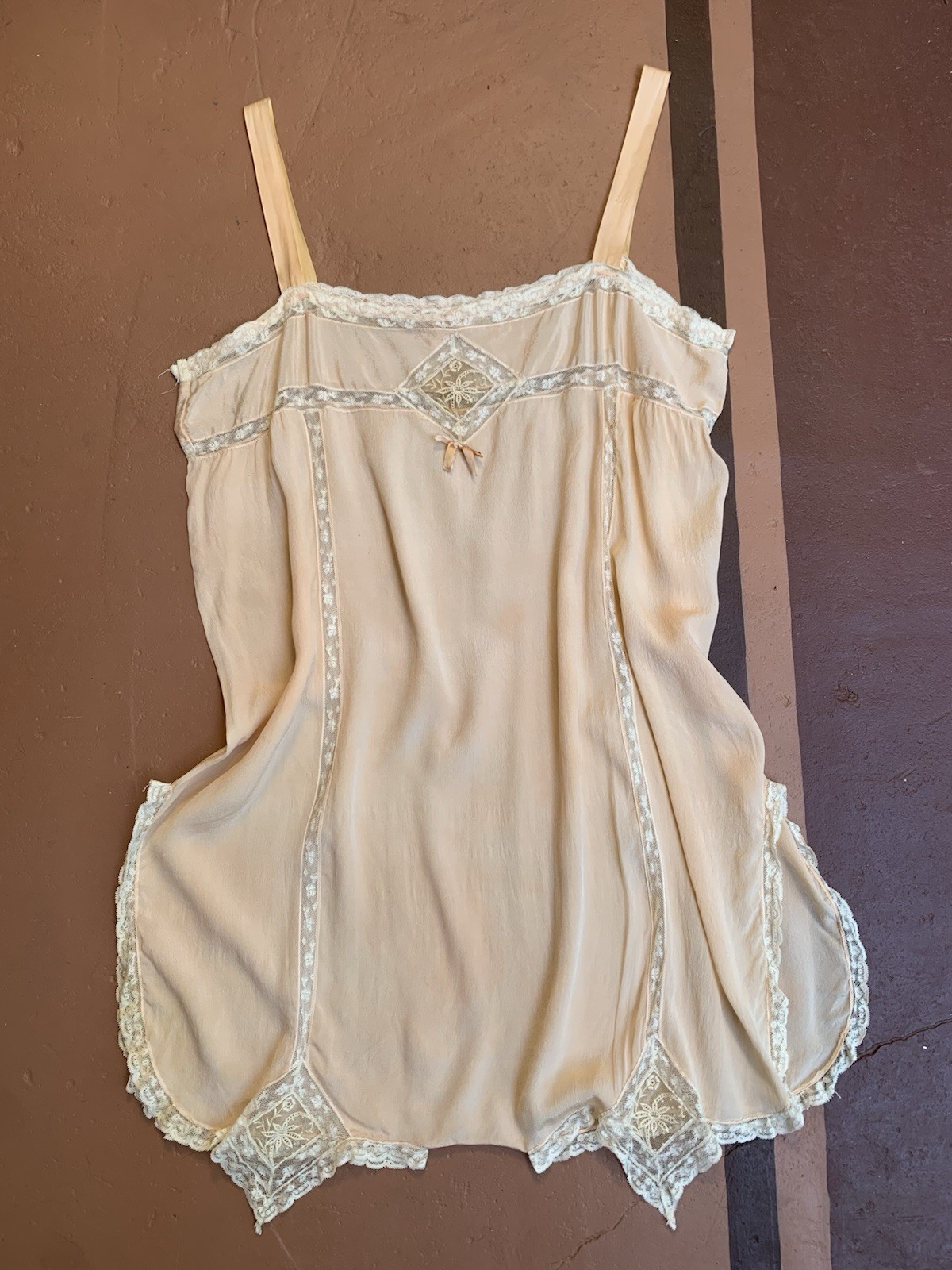 Antique 1920s Peach Pink Silk Step In Romper Vintage Lingerie Size M – L