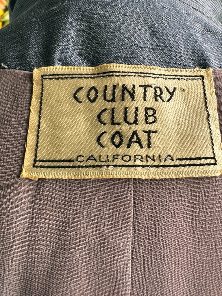 Blue Raw Silk Suit by Country Club Coat c1950 – Tailored Jacket & Skirt – S