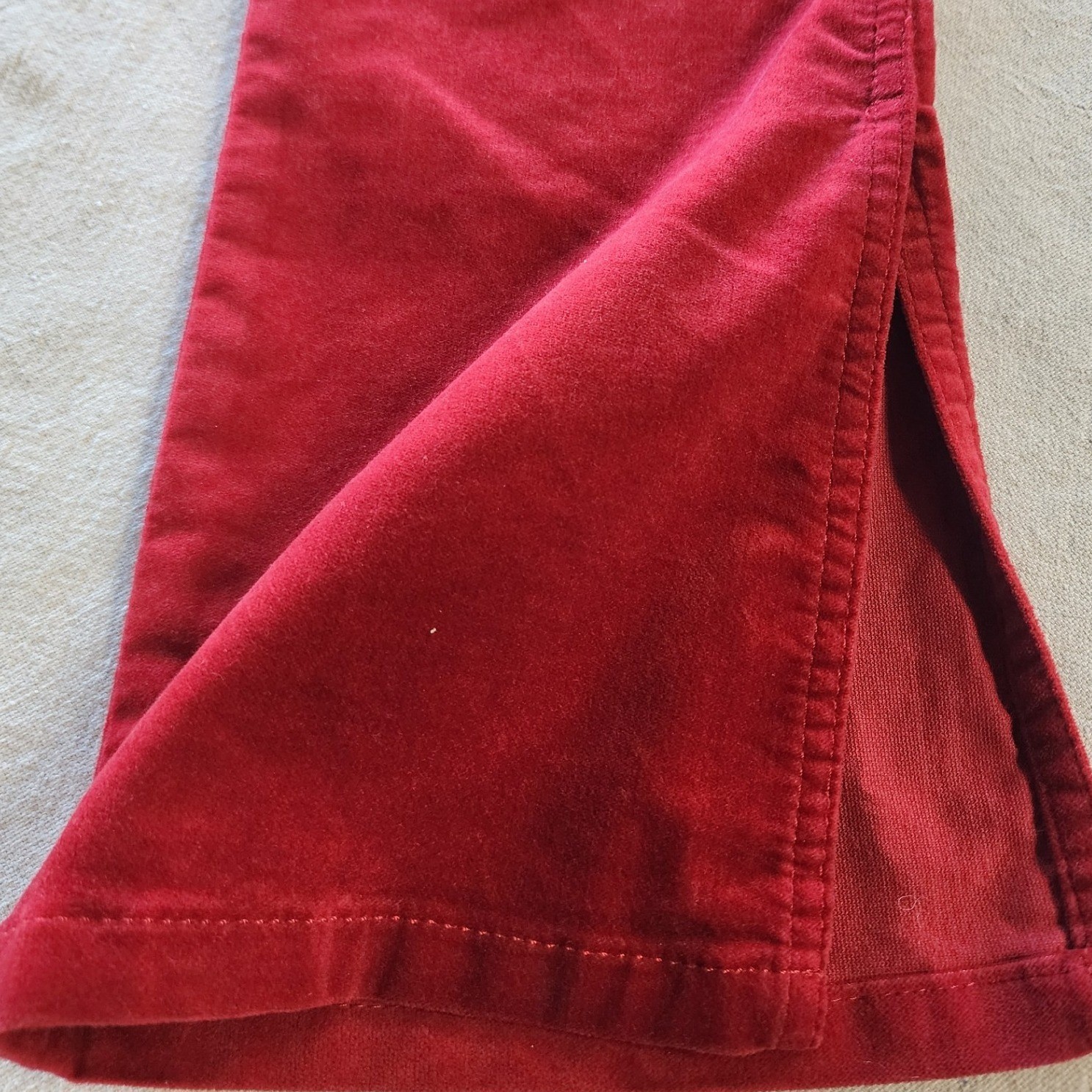 BR Red Velvet Split Inner Hem Pants Y2K Holiday boho indiesleaze festival party