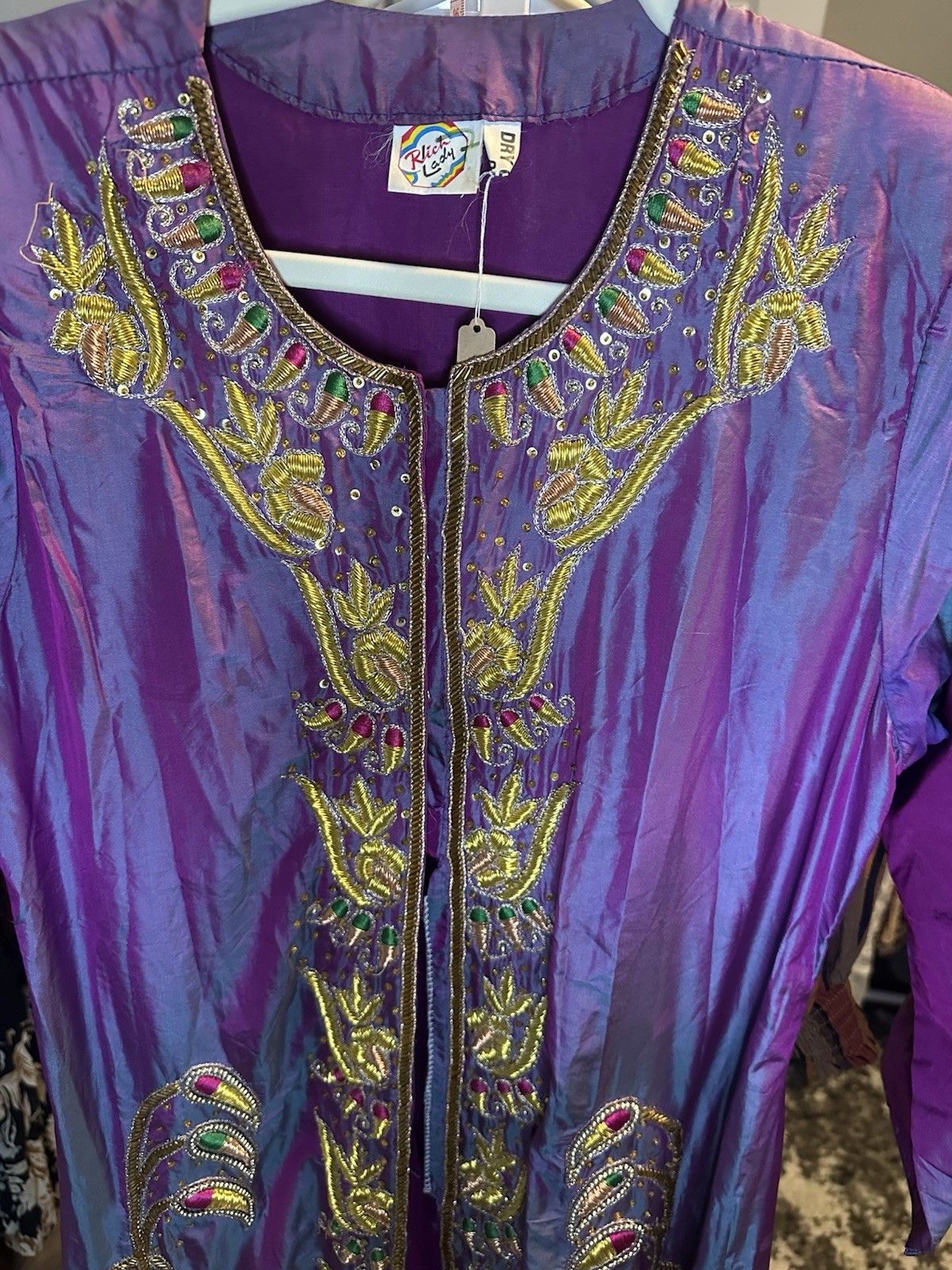Vibrant Vintage Broadway „Rich Lady” Purple/blue Embroidered Robe
