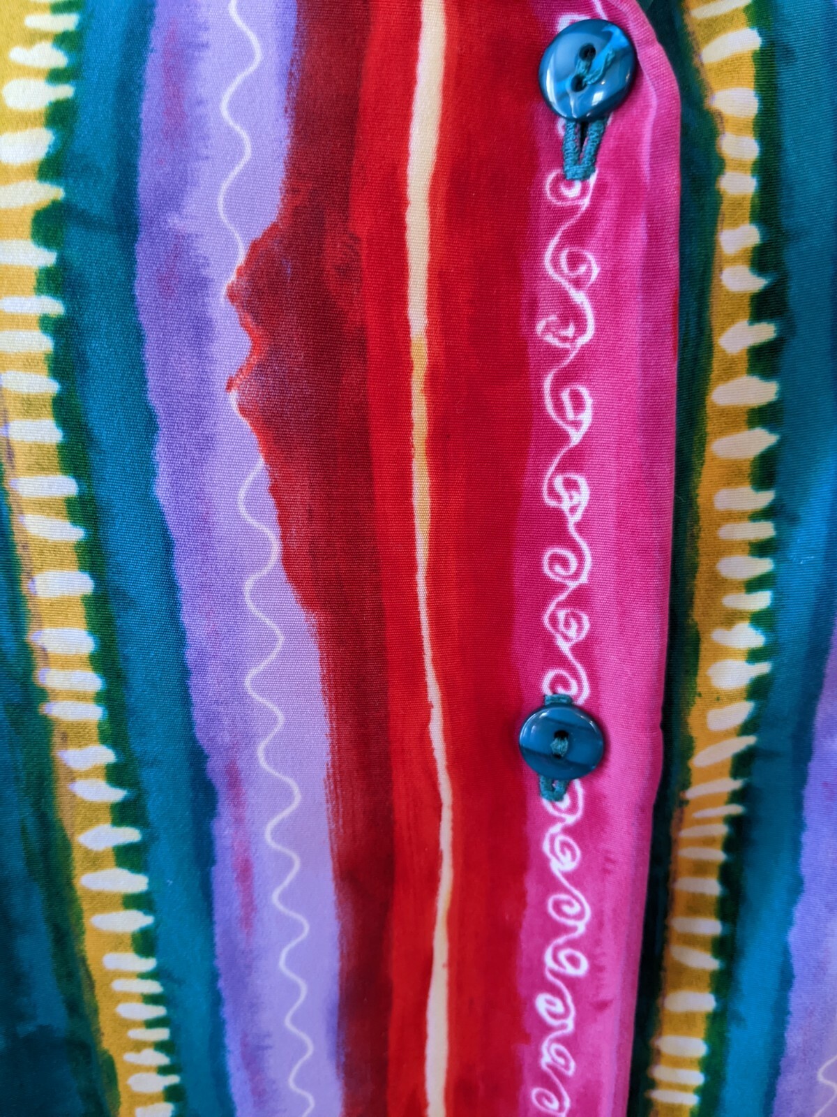 Vtg Bon Worth Women’s Rainbow Shirt Button Up Short Sleeve Pride Bold Grandma