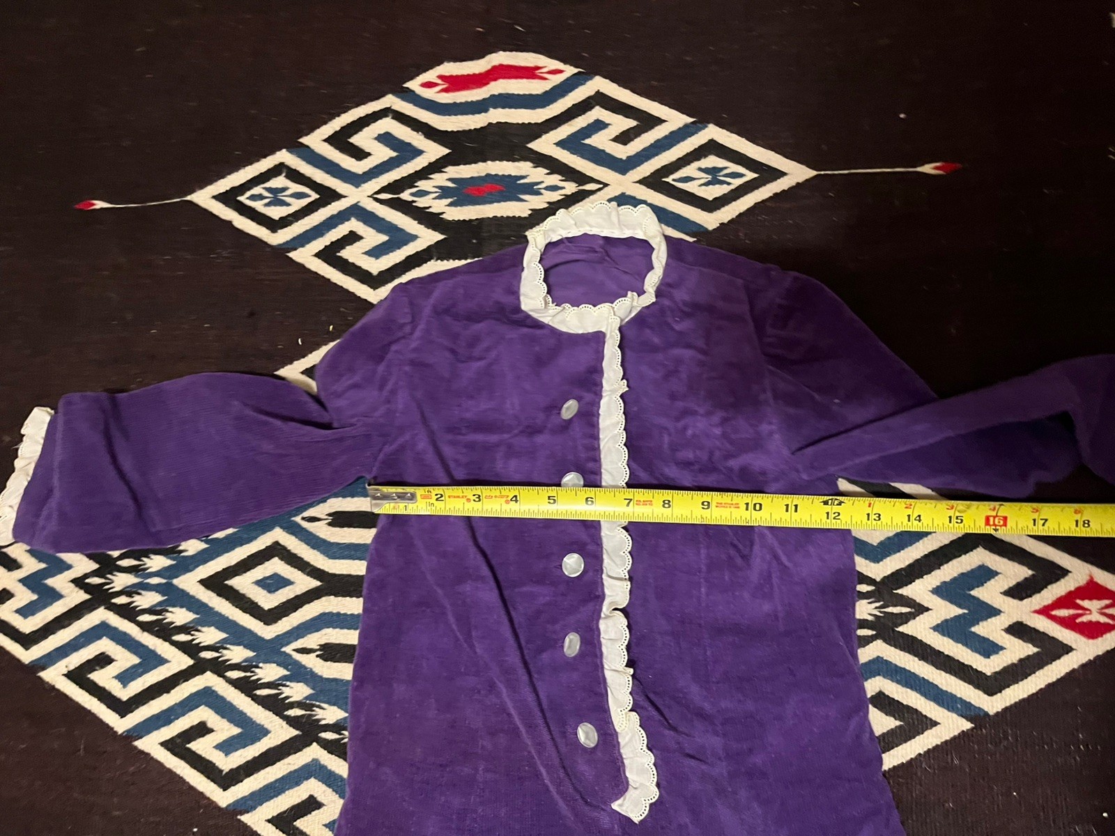 Vintage Handcrafted Purple Velvet Shift Dress Lace Mod Retro 60s 70s