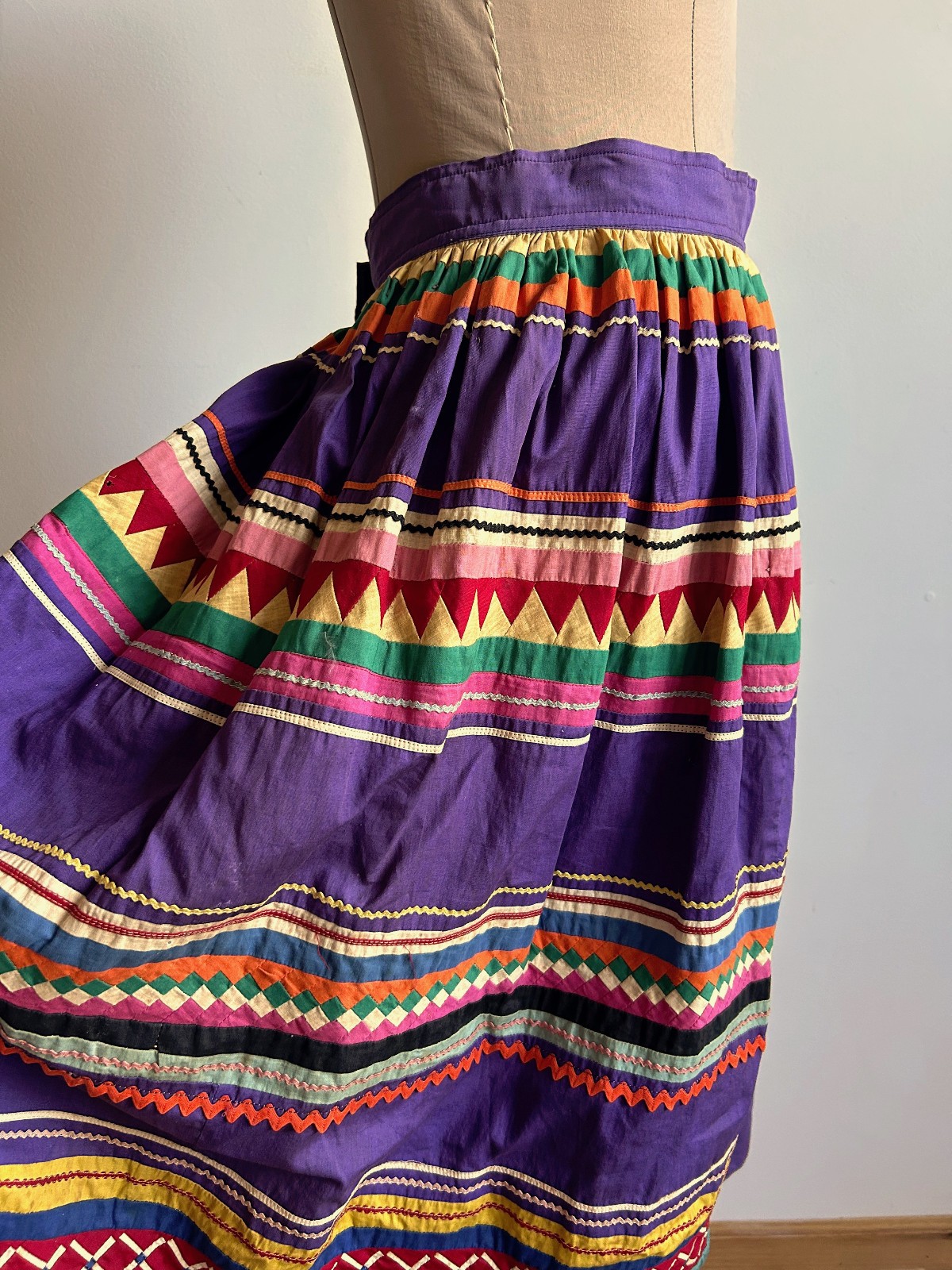 Vintage Colorful Native American Quilted Patchwork Skirt Seminole
