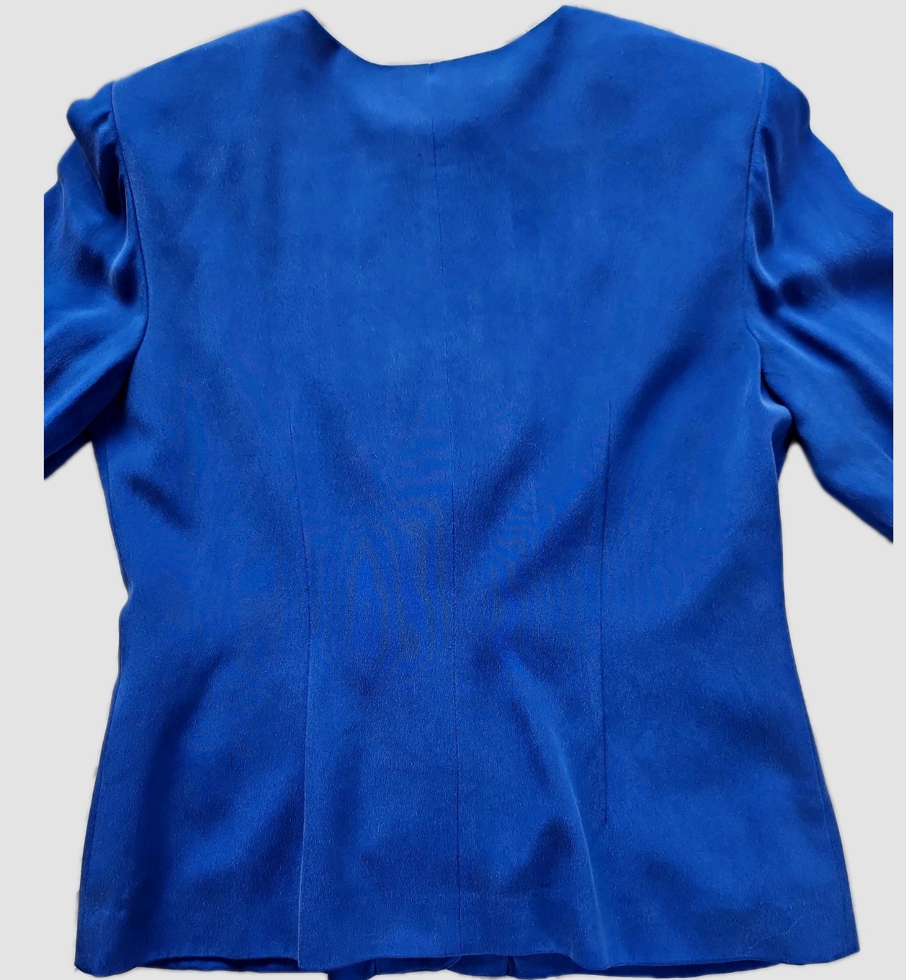 Talbots Petites Pure Silk Suit Jacket Career Cobalt Blue Covered Buttons Size 10