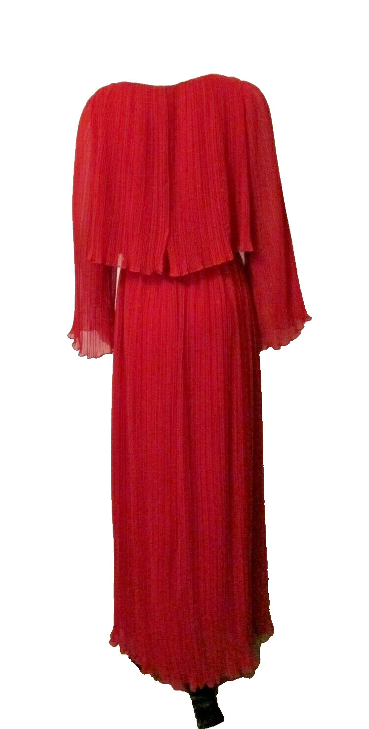 Marita by Anthony Muto Fortuny Accordion Pleat Evening Poly Chiffon Cape Gown 10